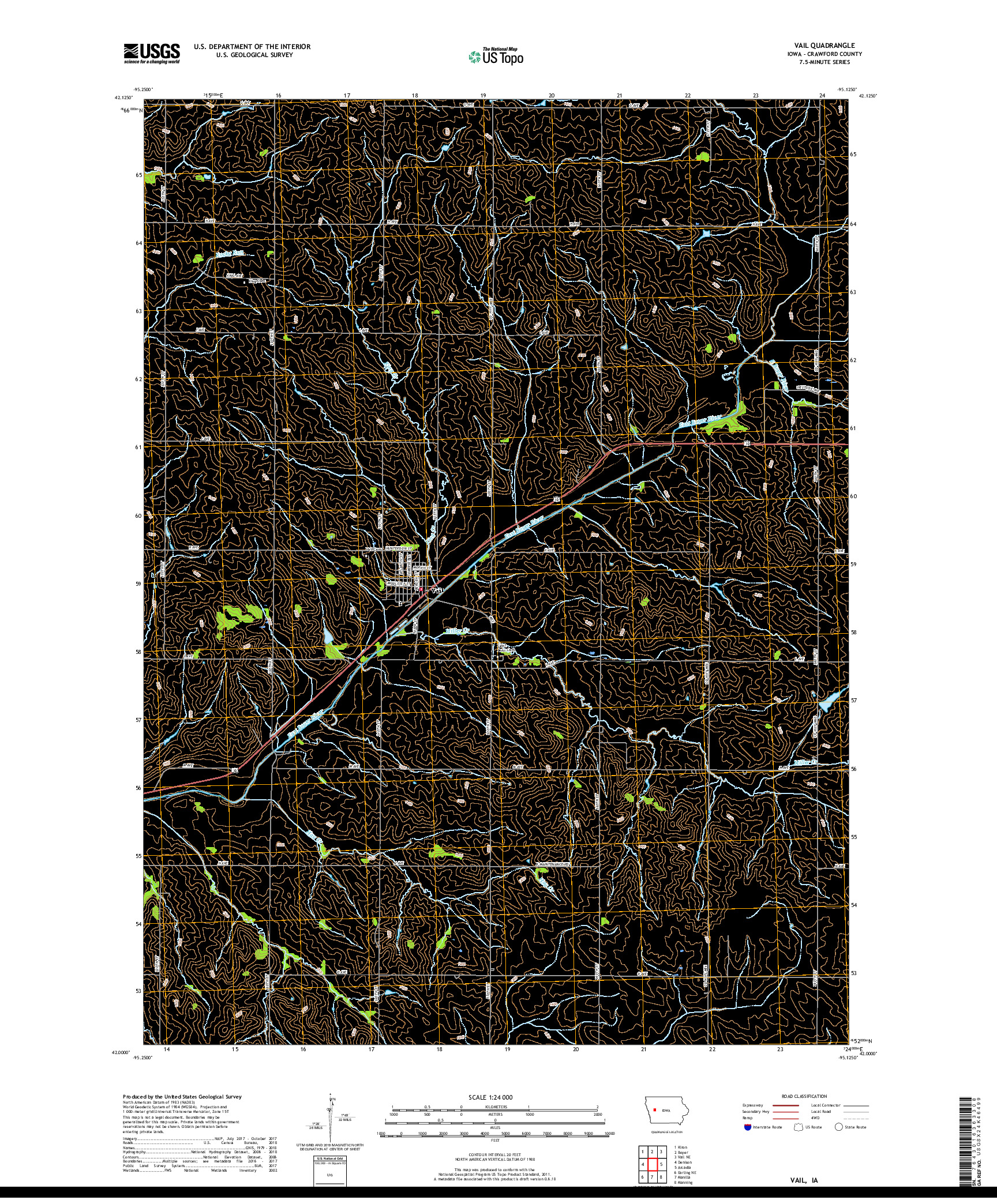 USGS US TOPO 7.5-MINUTE MAP FOR VAIL, IA 2018