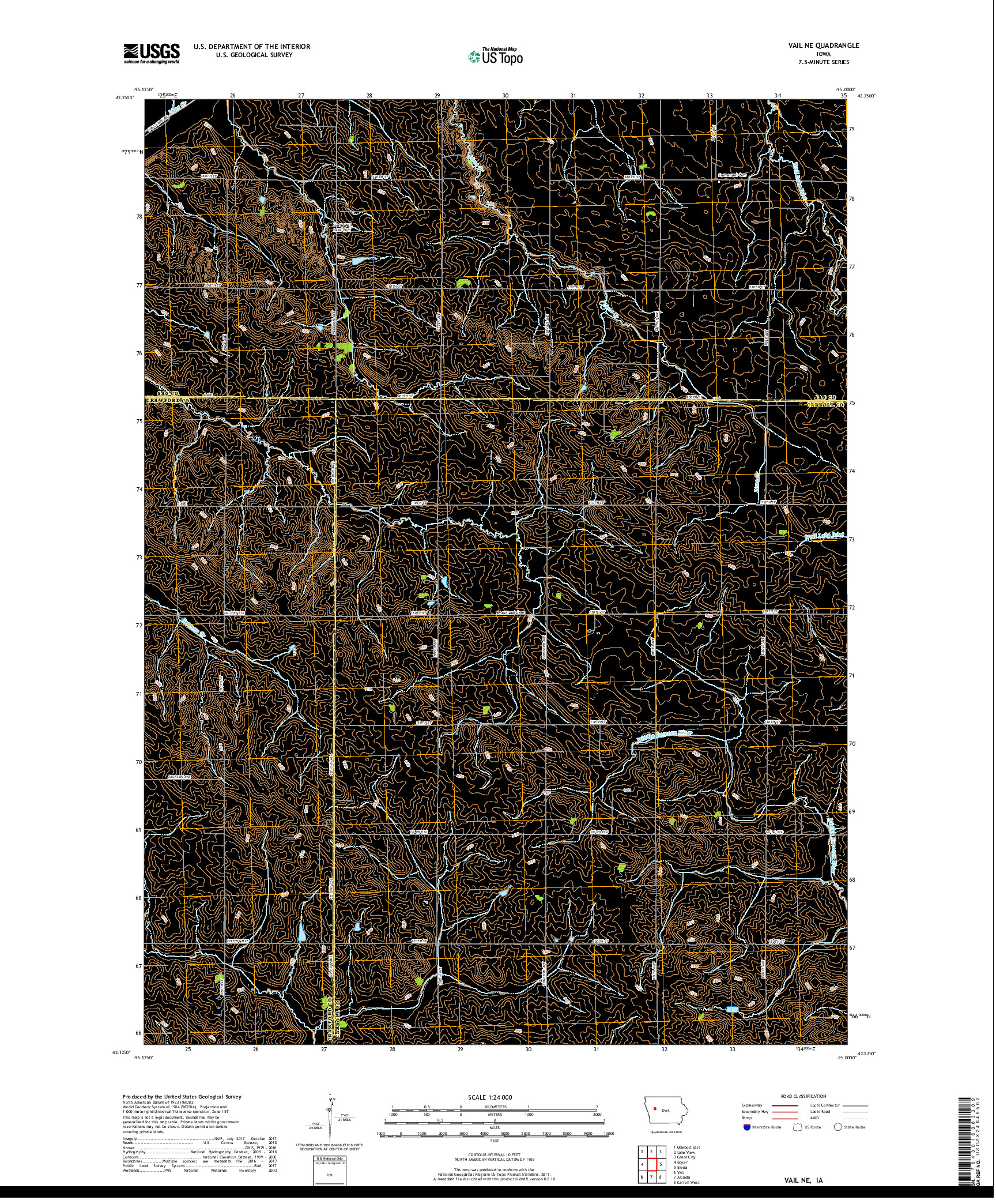 USGS US TOPO 7.5-MINUTE MAP FOR VAIL NE, IA 2018