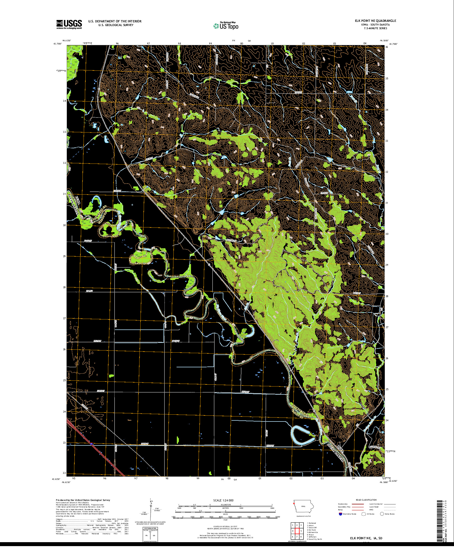 USGS US TOPO 7.5-MINUTE MAP FOR ELK POINT NE, IA,SD 2018