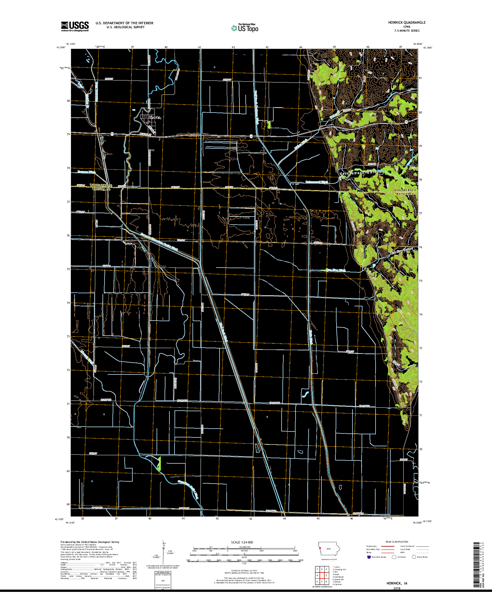 USGS US TOPO 7.5-MINUTE MAP FOR HORNICK, IA 2018