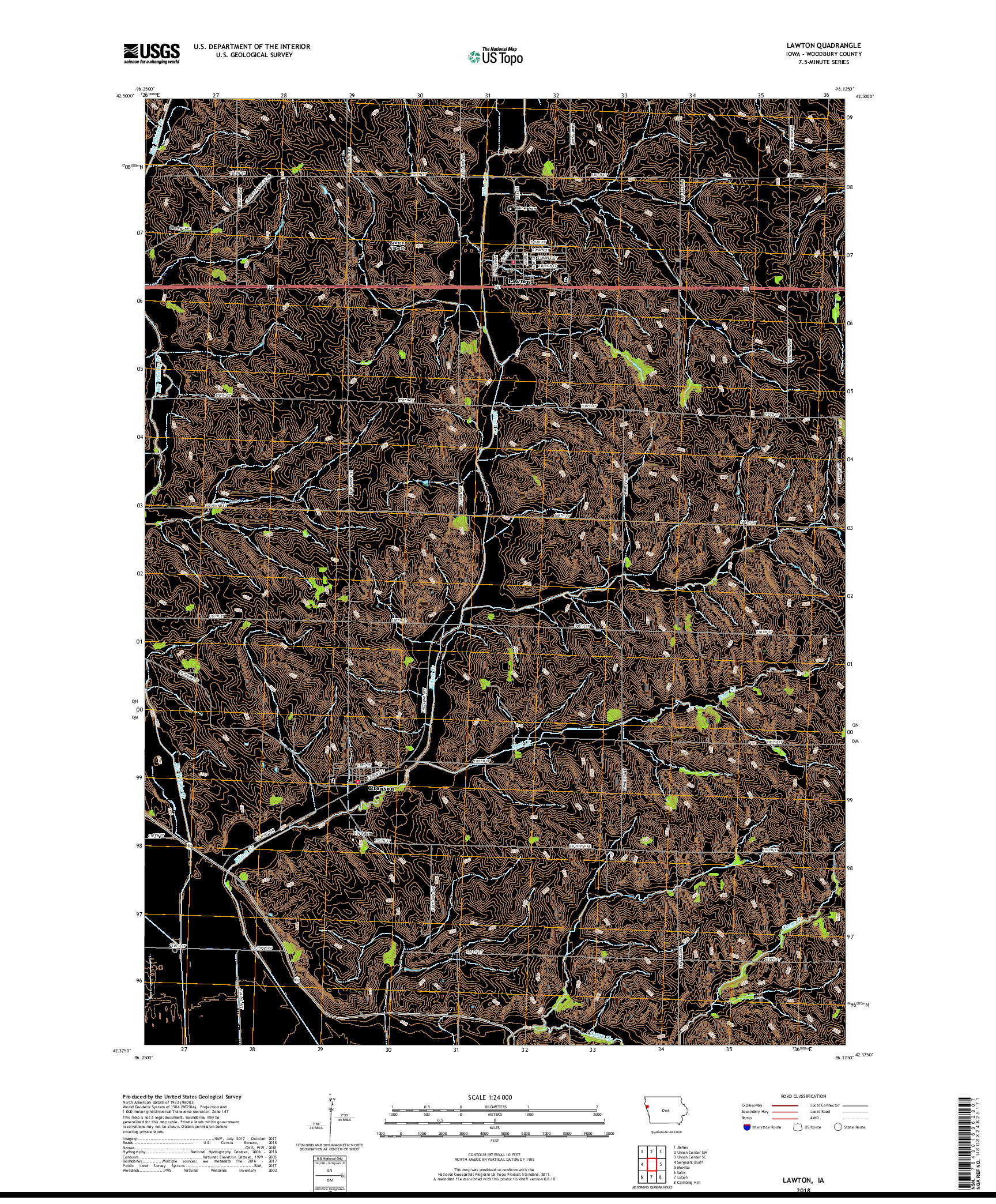 USGS US TOPO 7.5-MINUTE MAP FOR LAWTON, IA 2018