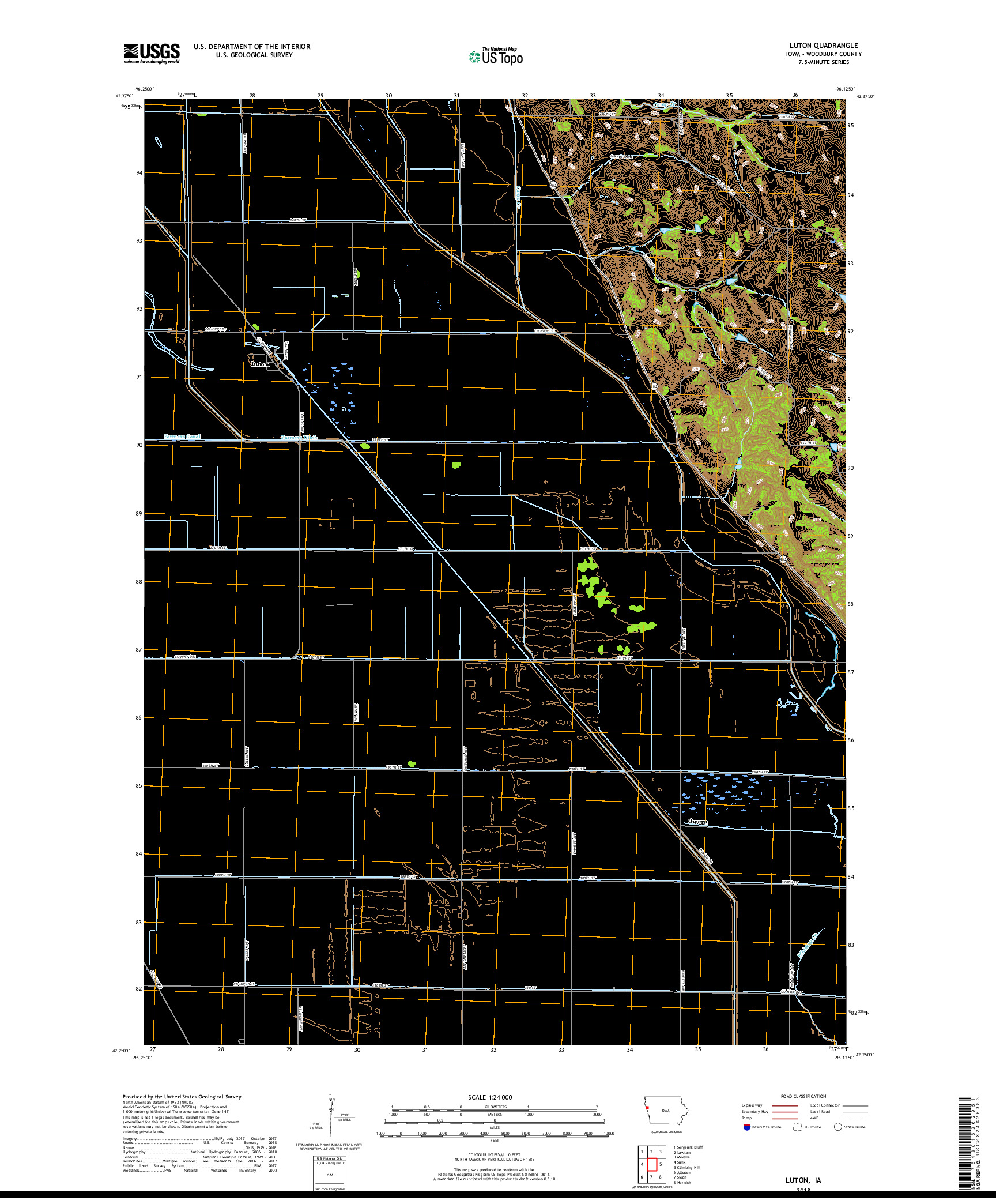 USGS US TOPO 7.5-MINUTE MAP FOR LUTON, IA 2018