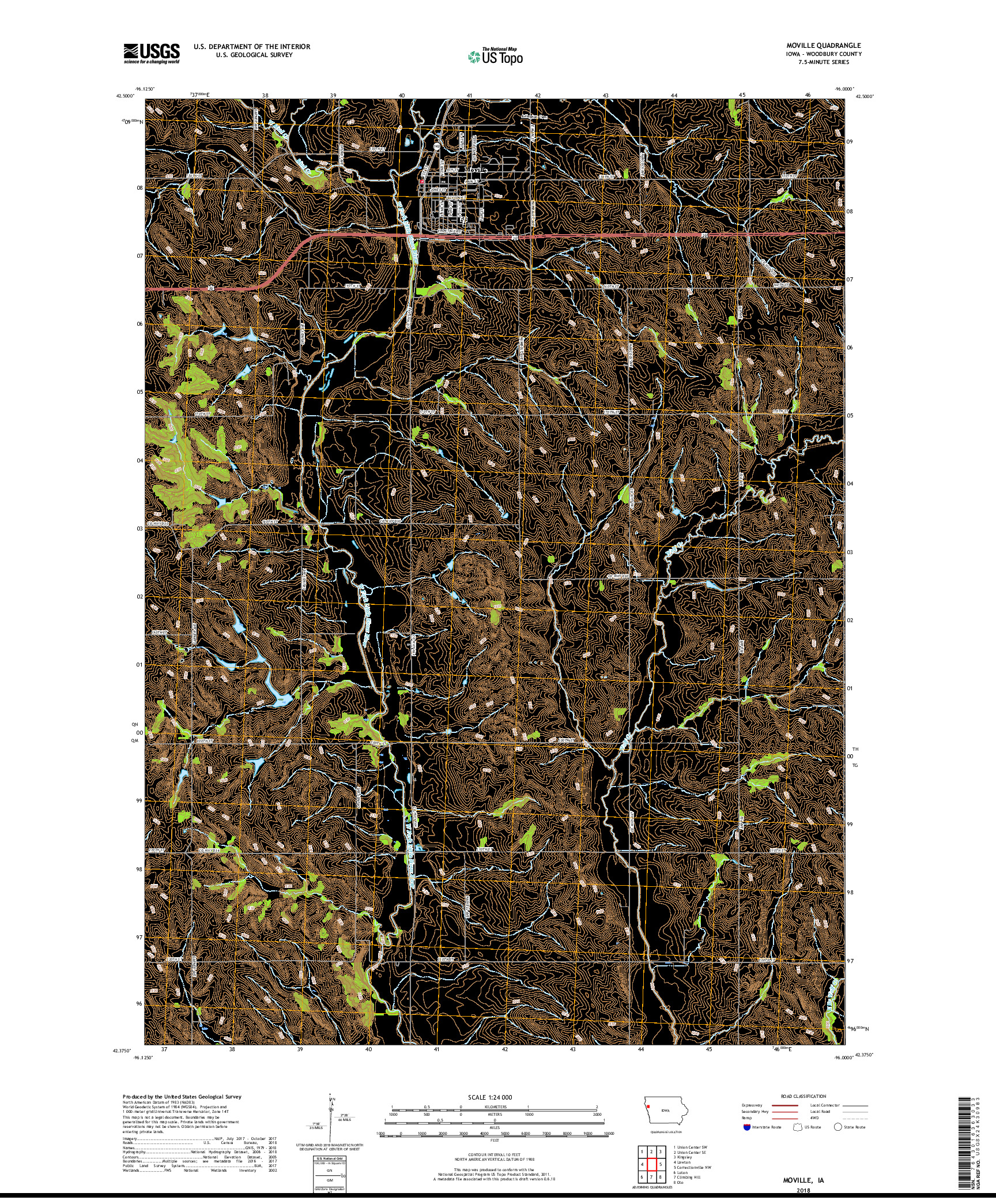 USGS US TOPO 7.5-MINUTE MAP FOR MOVILLE, IA 2018