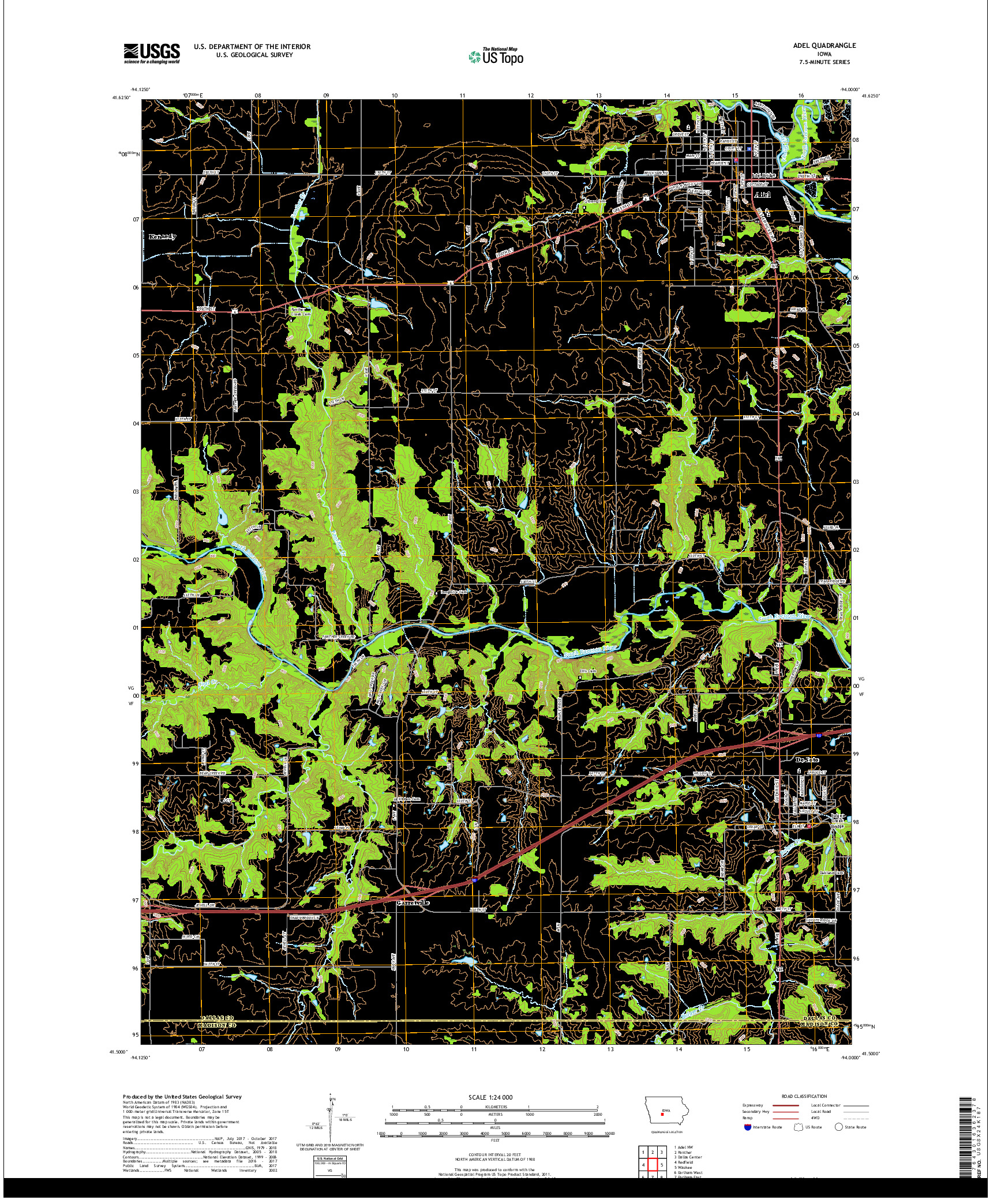 USGS US TOPO 7.5-MINUTE MAP FOR ADEL, IA 2018