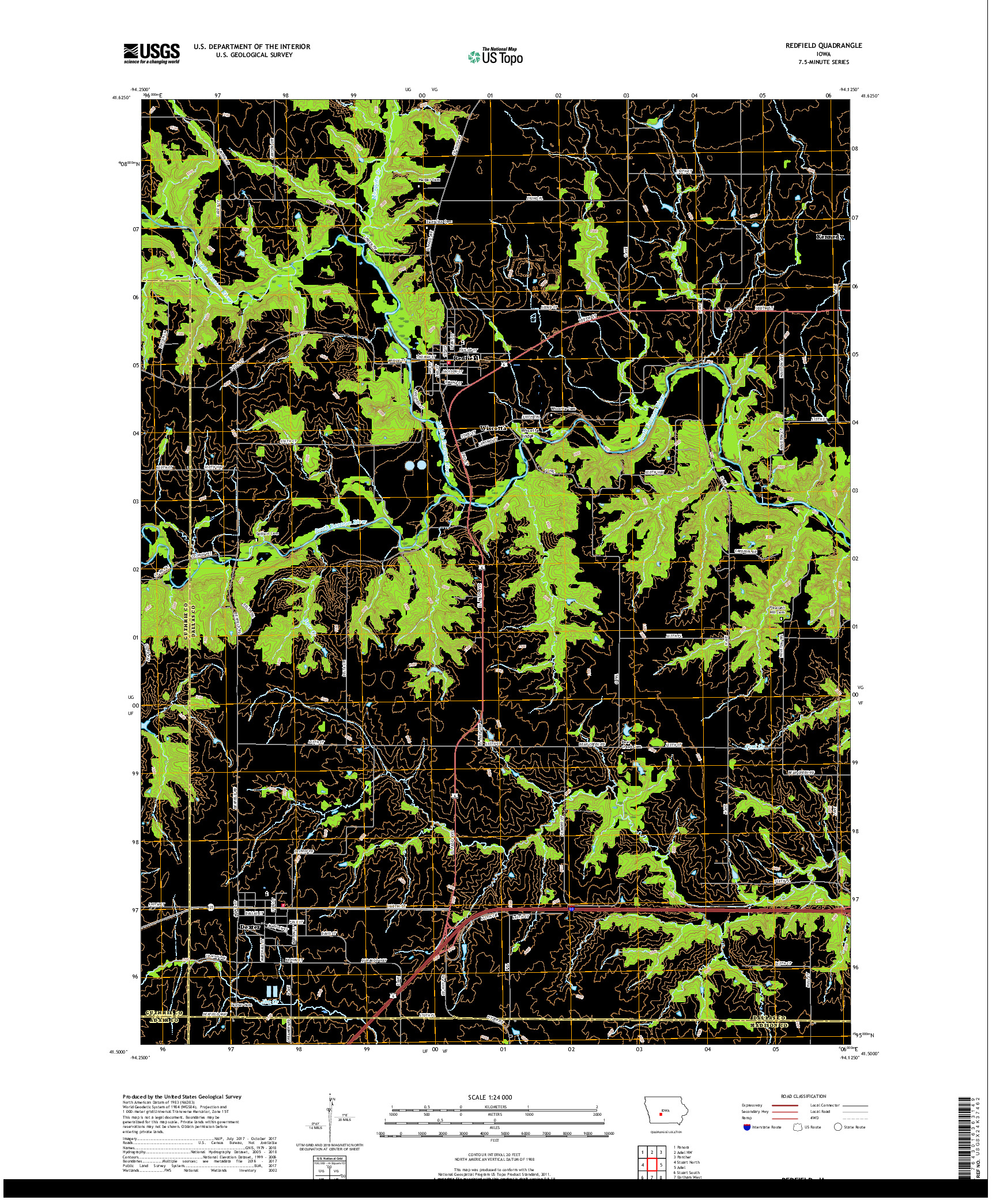 USGS US TOPO 7.5-MINUTE MAP FOR REDFIELD, IA 2018