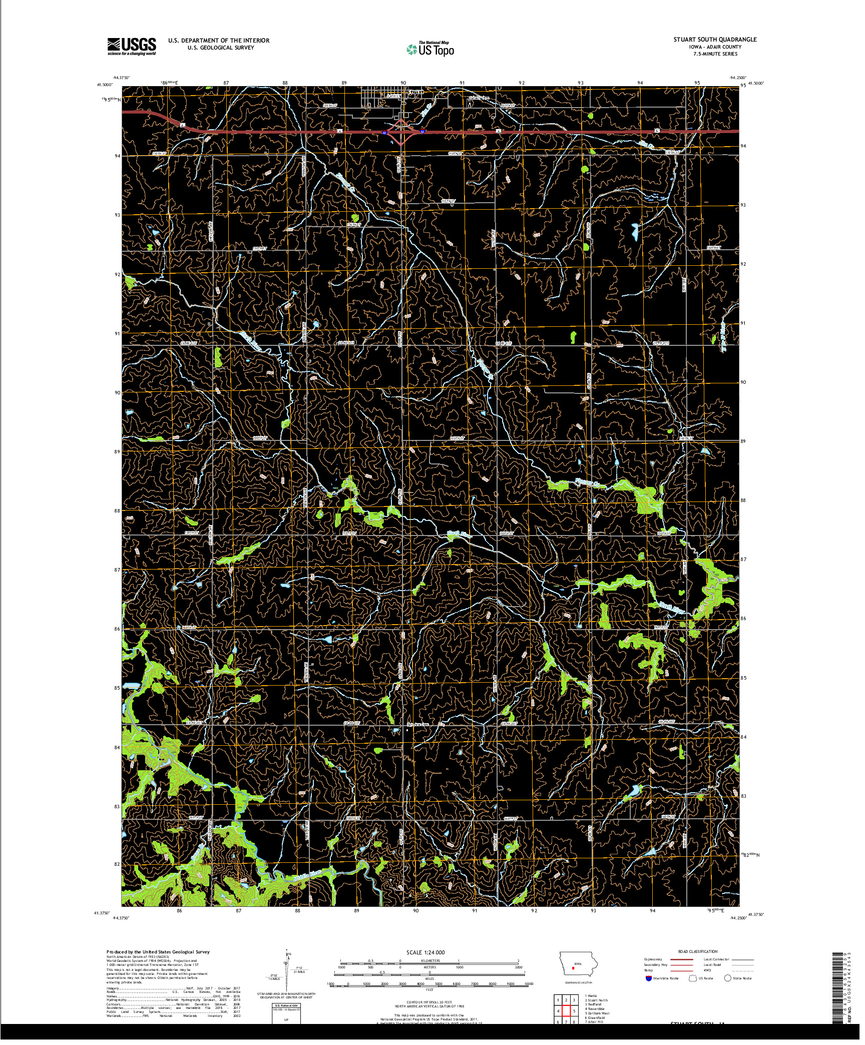 USGS US TOPO 7.5-MINUTE MAP FOR STUART SOUTH, IA 2018