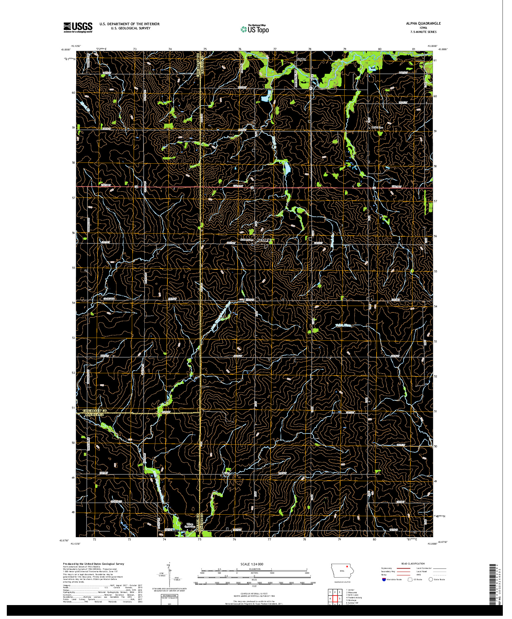 USGS US TOPO 7.5-MINUTE MAP FOR ALPHA, IA 2018