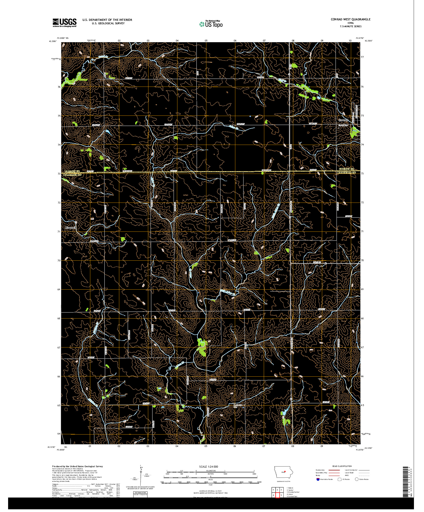USGS US TOPO 7.5-MINUTE MAP FOR CONRAD WEST, IA 2018