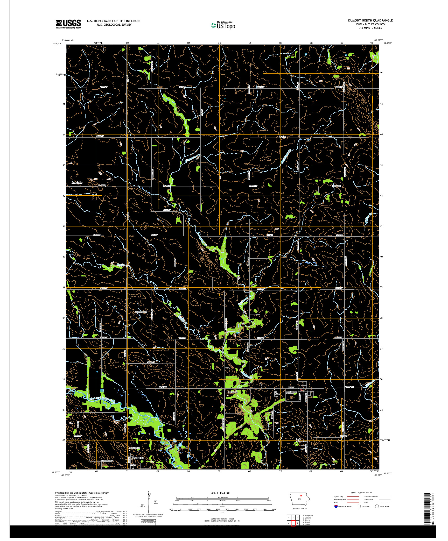 USGS US TOPO 7.5-MINUTE MAP FOR DUMONT NORTH, IA 2018