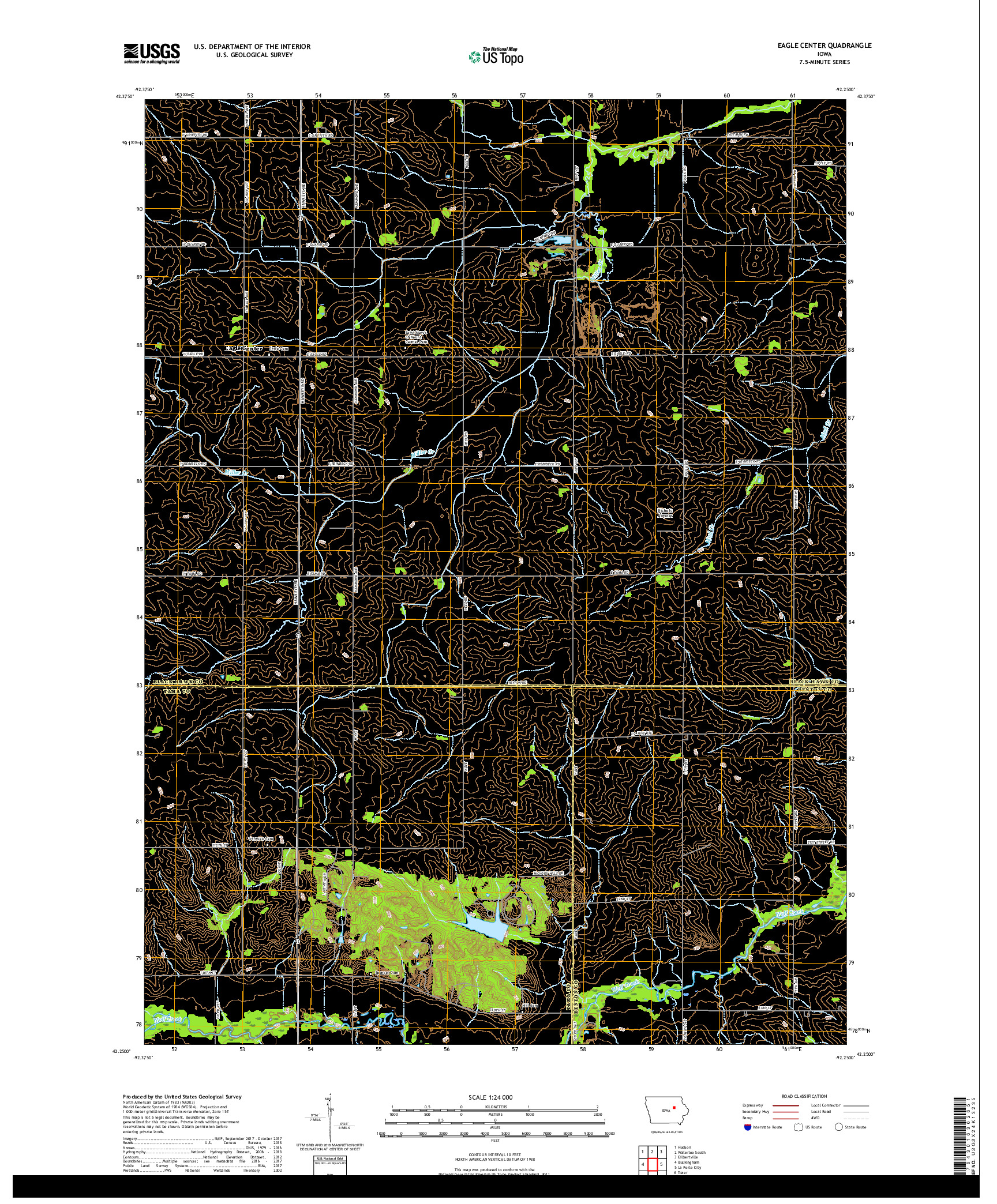 USGS US TOPO 7.5-MINUTE MAP FOR EAGLE CENTER, IA 2018