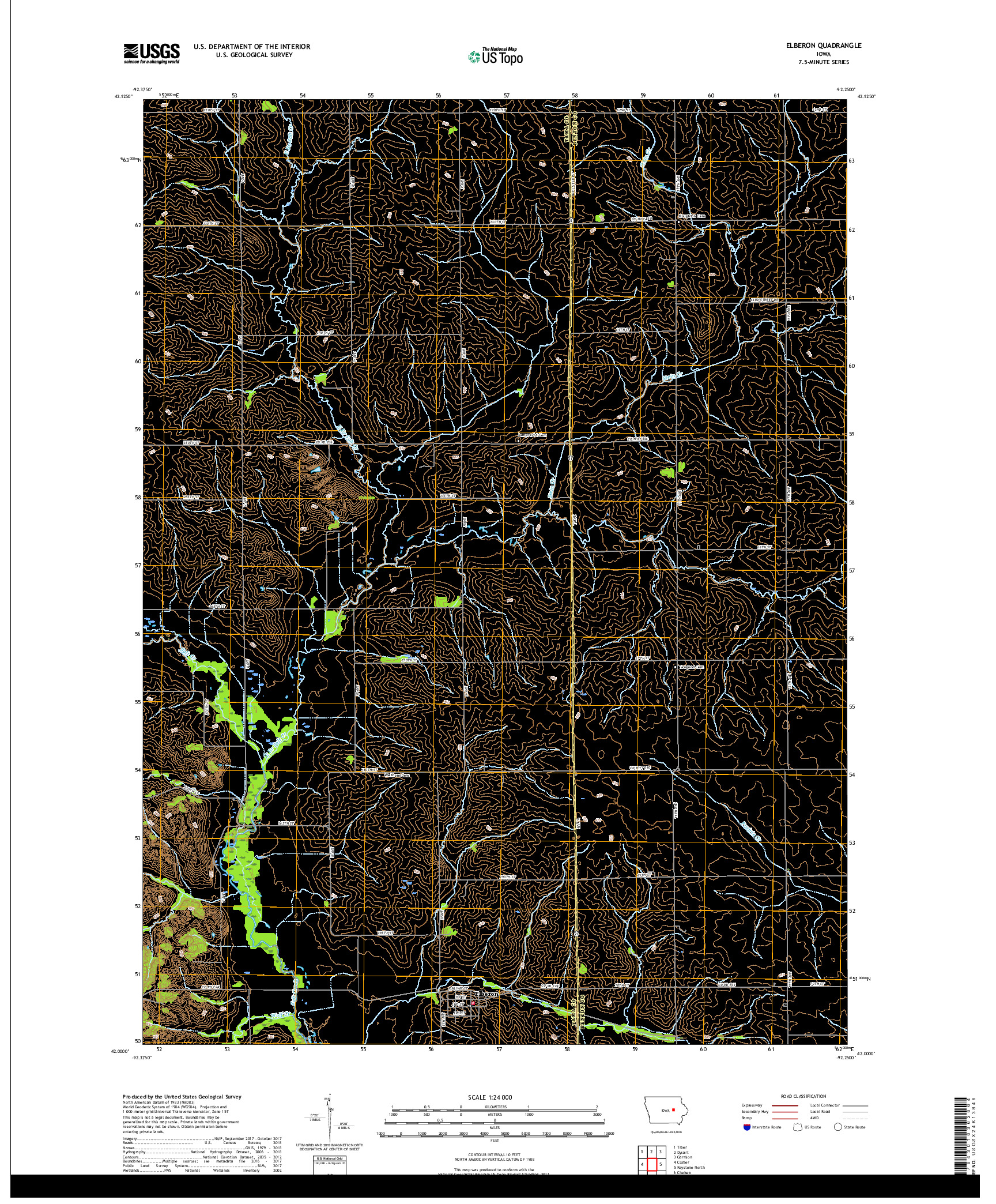 USGS US TOPO 7.5-MINUTE MAP FOR ELBERON, IA 2018