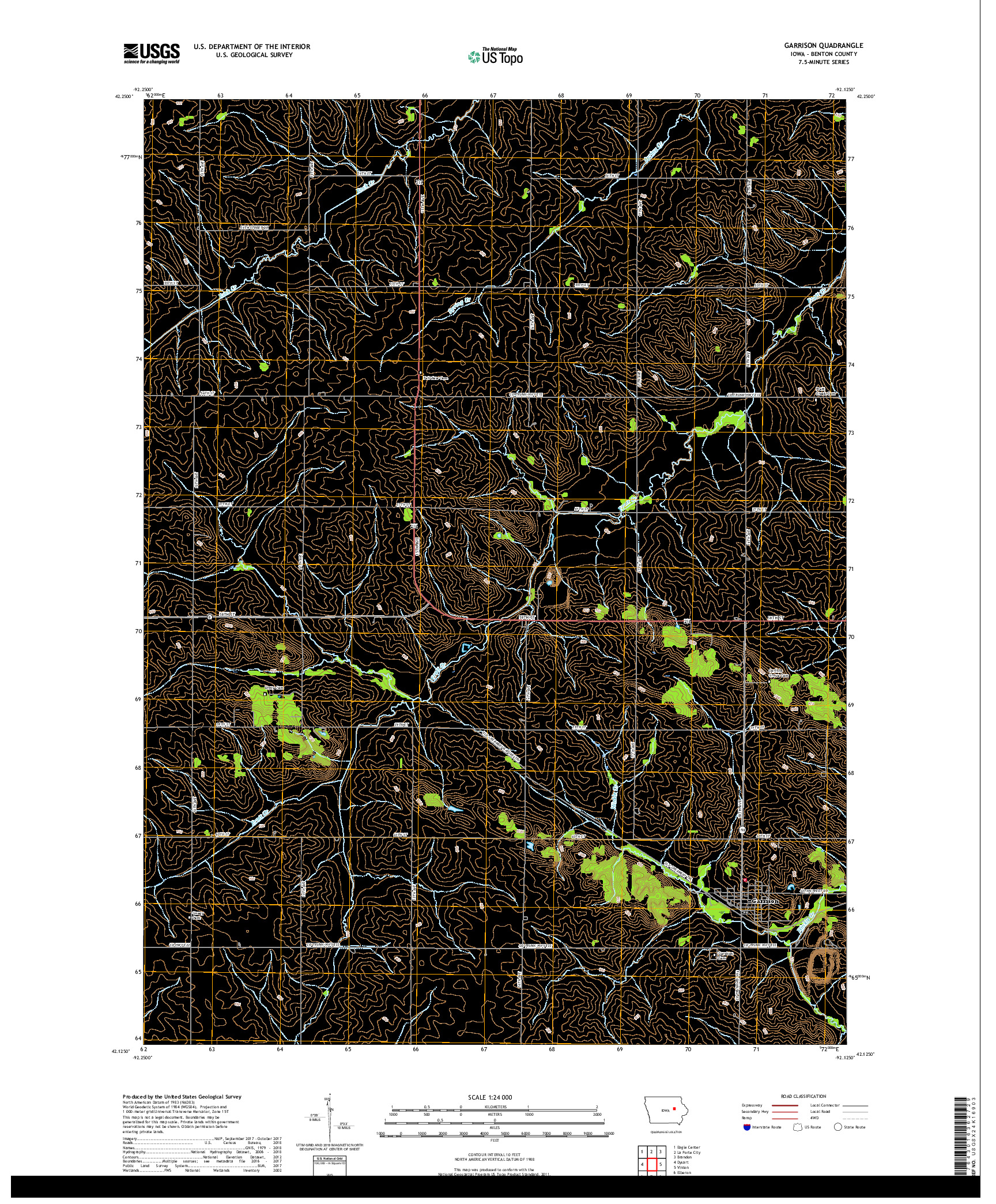 USGS US TOPO 7.5-MINUTE MAP FOR GARRISON, IA 2018