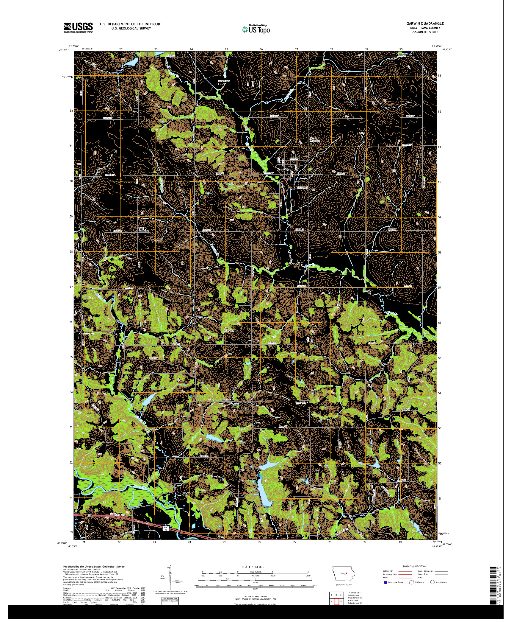 USGS US TOPO 7.5-MINUTE MAP FOR GARWIN, IA 2018
