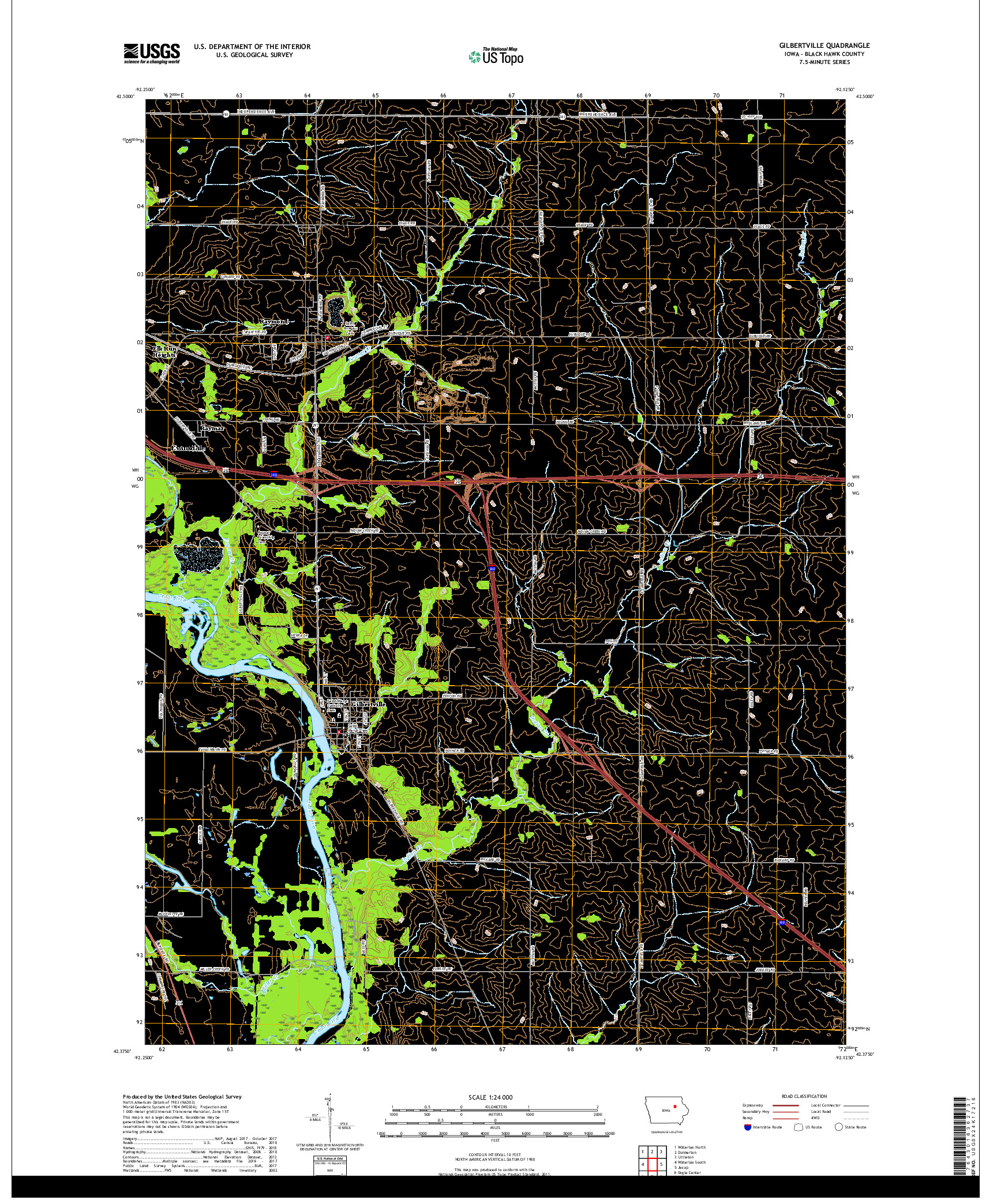 USGS US TOPO 7.5-MINUTE MAP FOR GILBERTVILLE, IA 2018