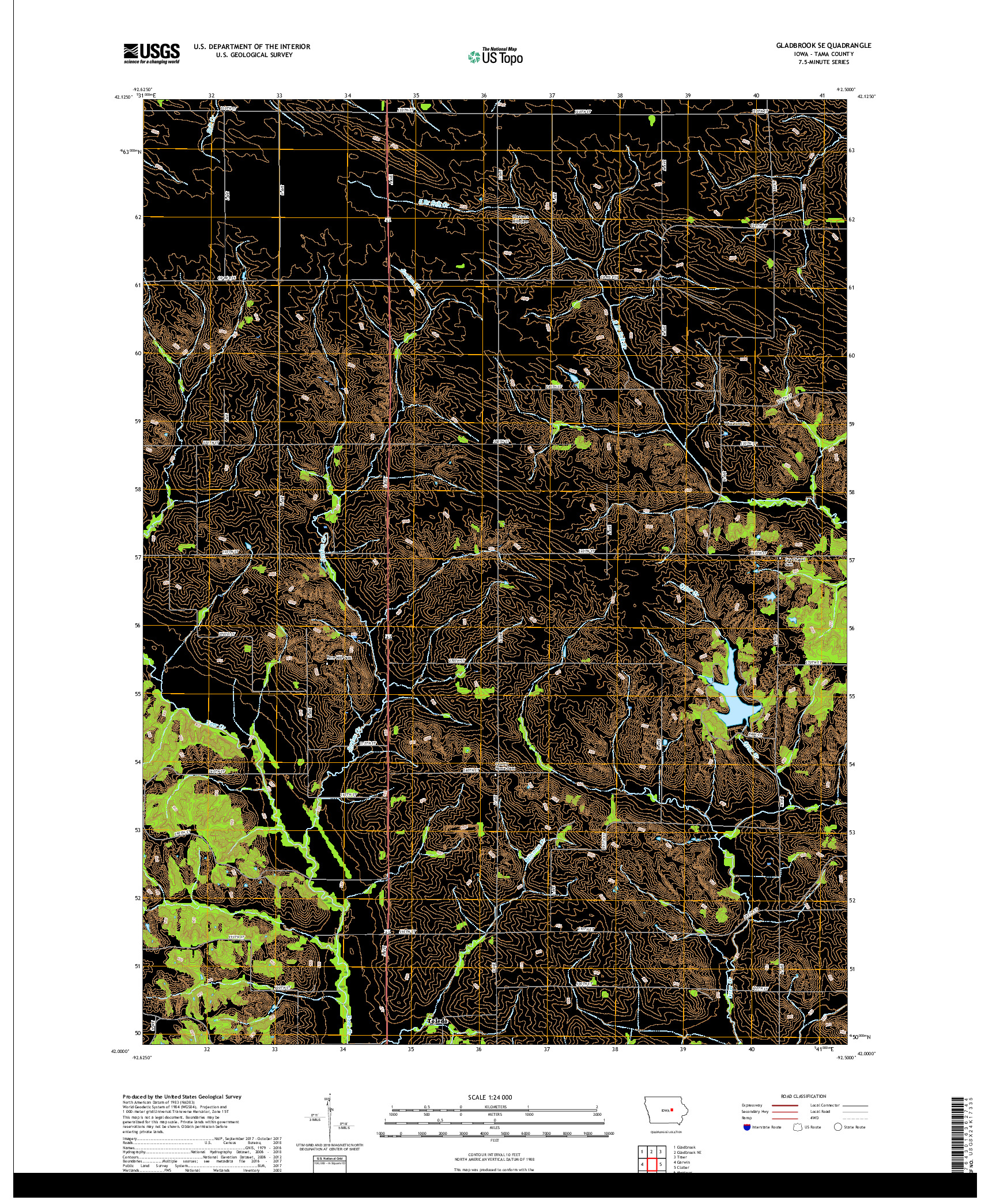 USGS US TOPO 7.5-MINUTE MAP FOR GLADBROOK SE, IA 2018