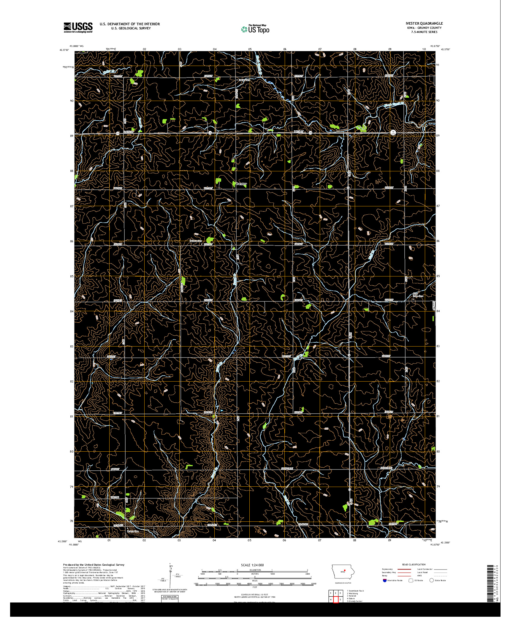 USGS US TOPO 7.5-MINUTE MAP FOR IVESTER, IA 2018