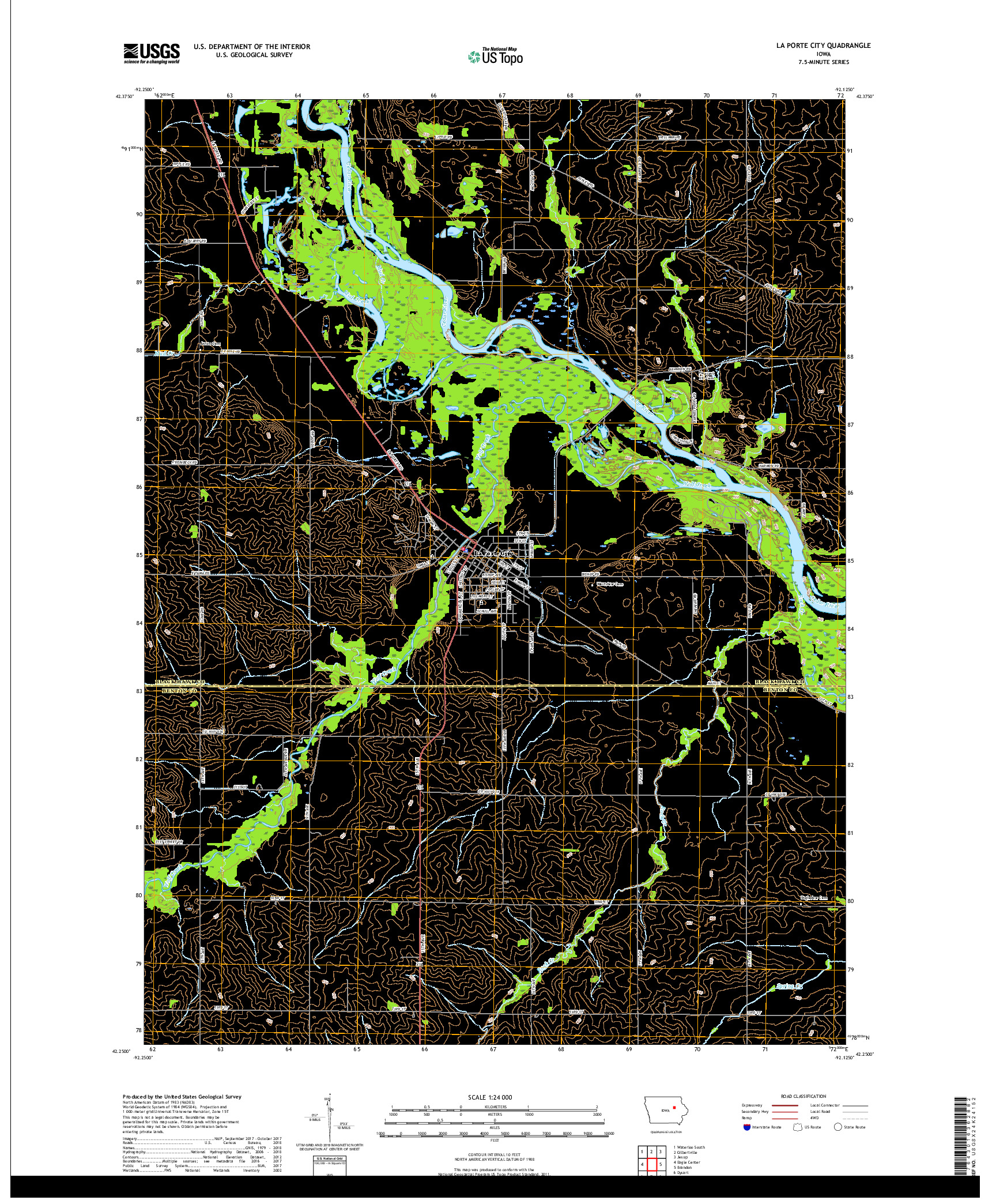 USGS US TOPO 7.5-MINUTE MAP FOR LA PORTE CITY, IA 2018