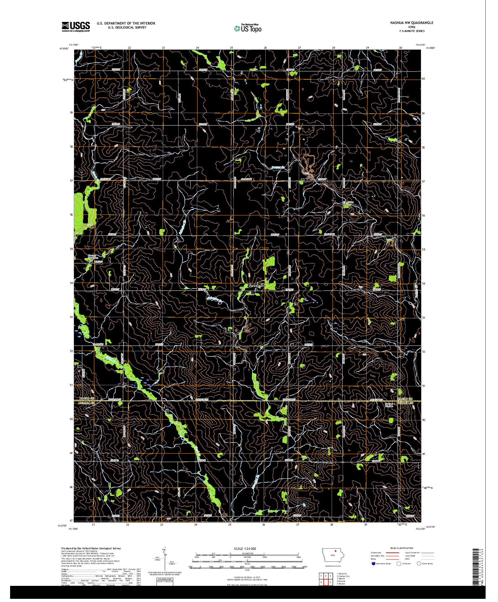 USGS US TOPO 7.5-MINUTE MAP FOR NASHUA NW, IA 2018