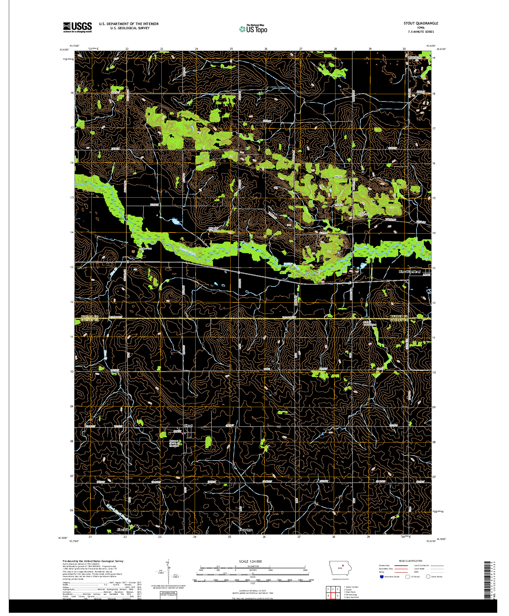 USGS US TOPO 7.5-MINUTE MAP FOR STOUT, IA 2018