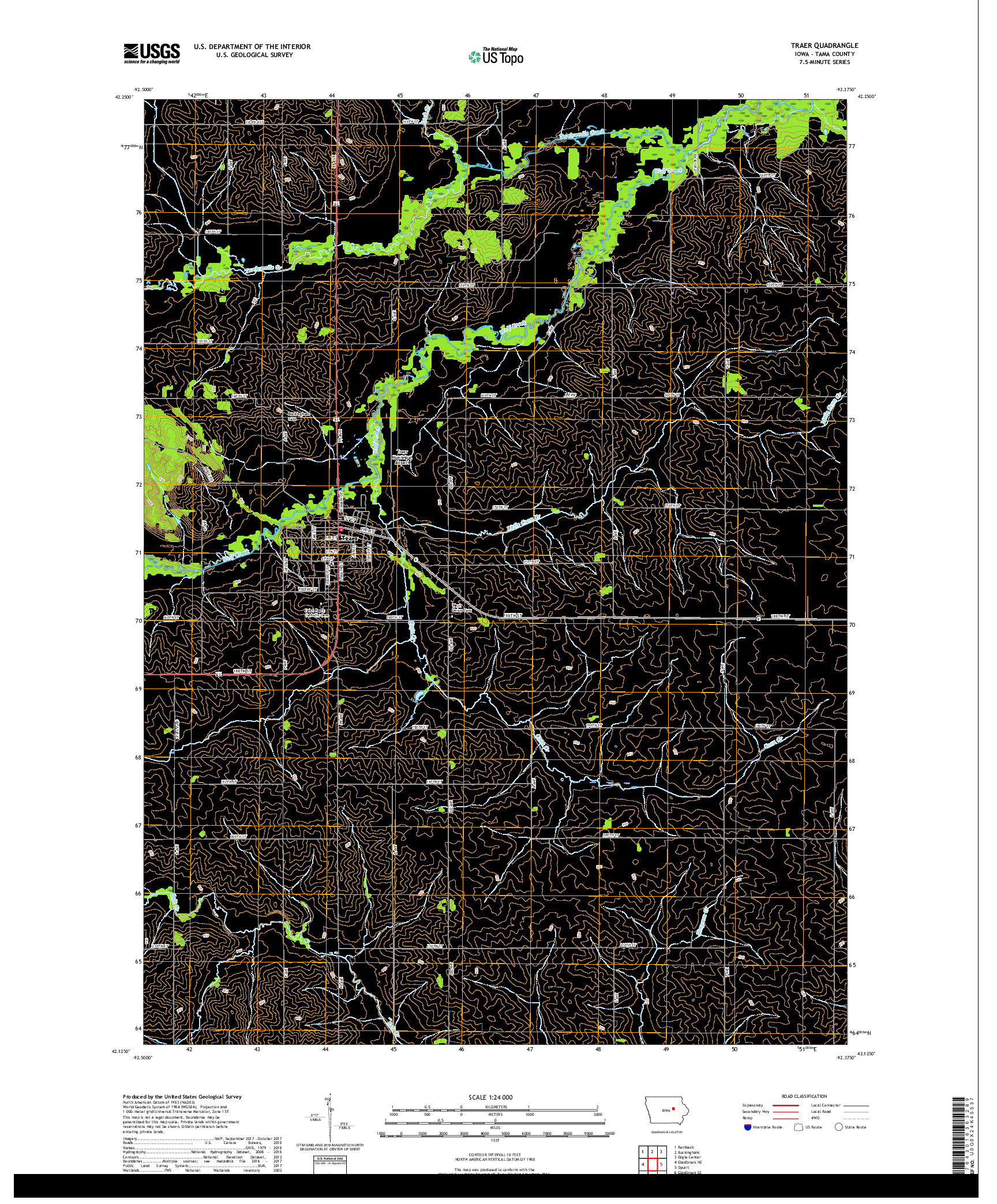 USGS US TOPO 7.5-MINUTE MAP FOR TRAER, IA 2018
