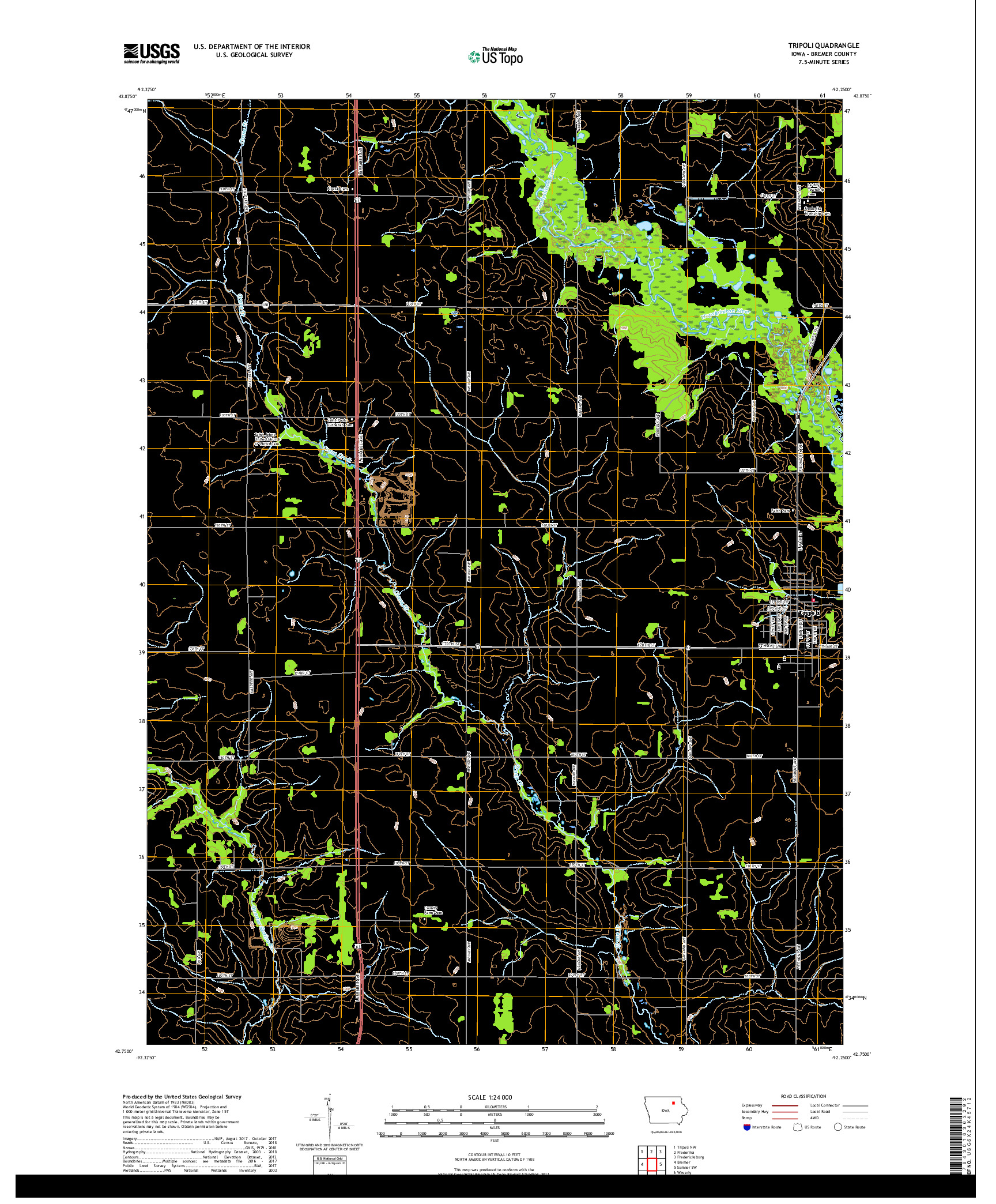USGS US TOPO 7.5-MINUTE MAP FOR TRIPOLI, IA 2018