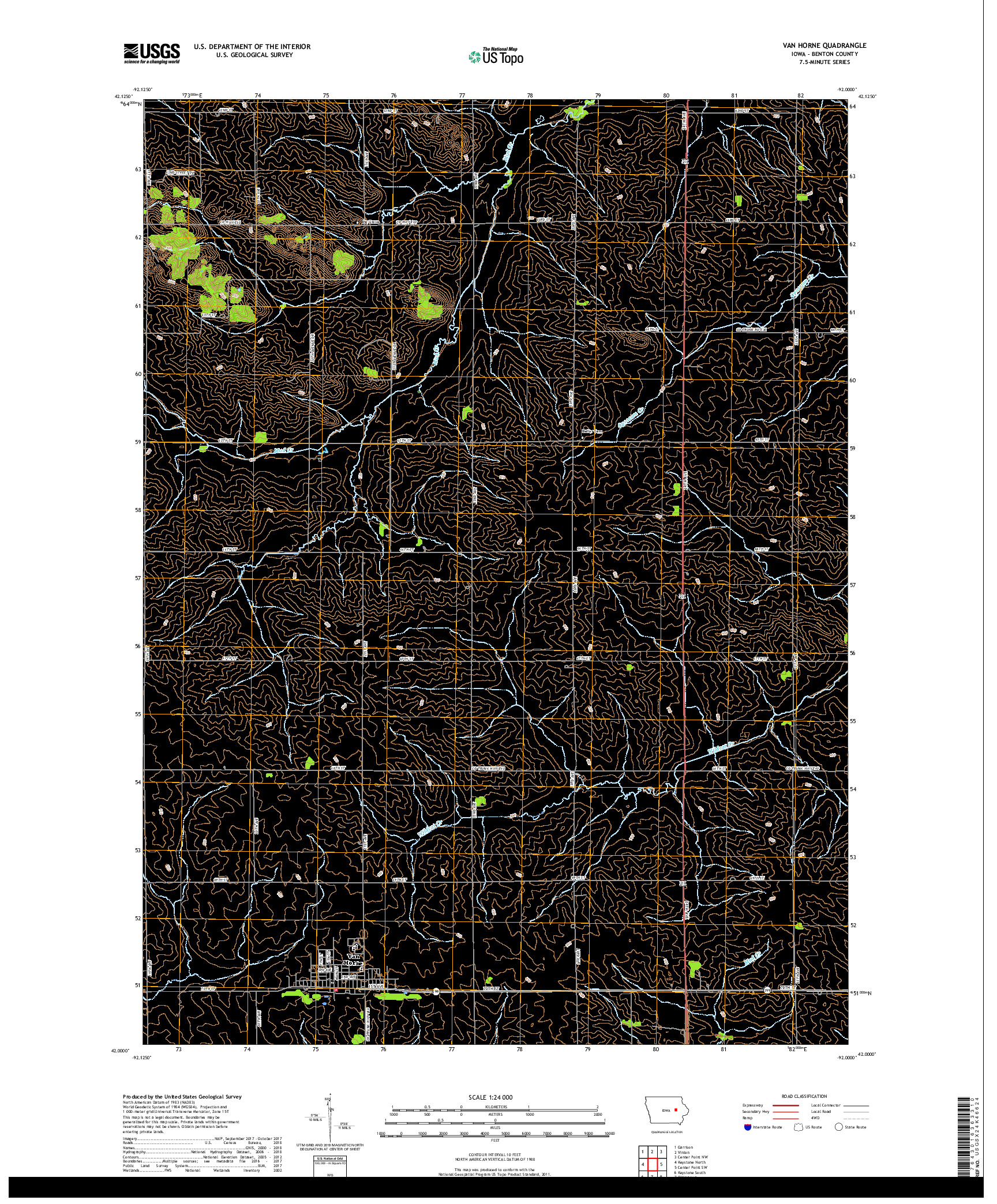 USGS US TOPO 7.5-MINUTE MAP FOR VAN HORNE, IA 2018