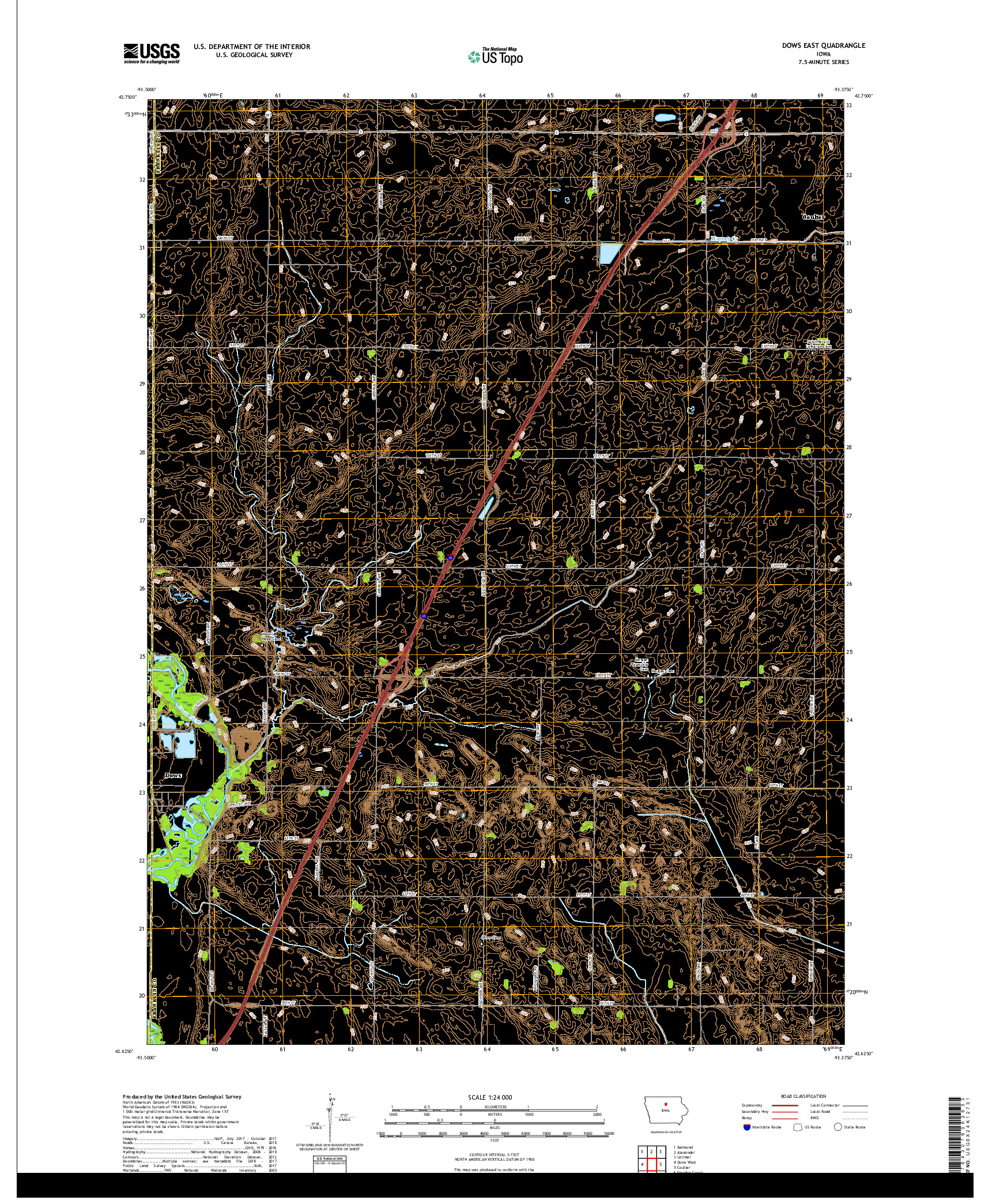 USGS US TOPO 7.5-MINUTE MAP FOR DOWS EAST, IA 2018