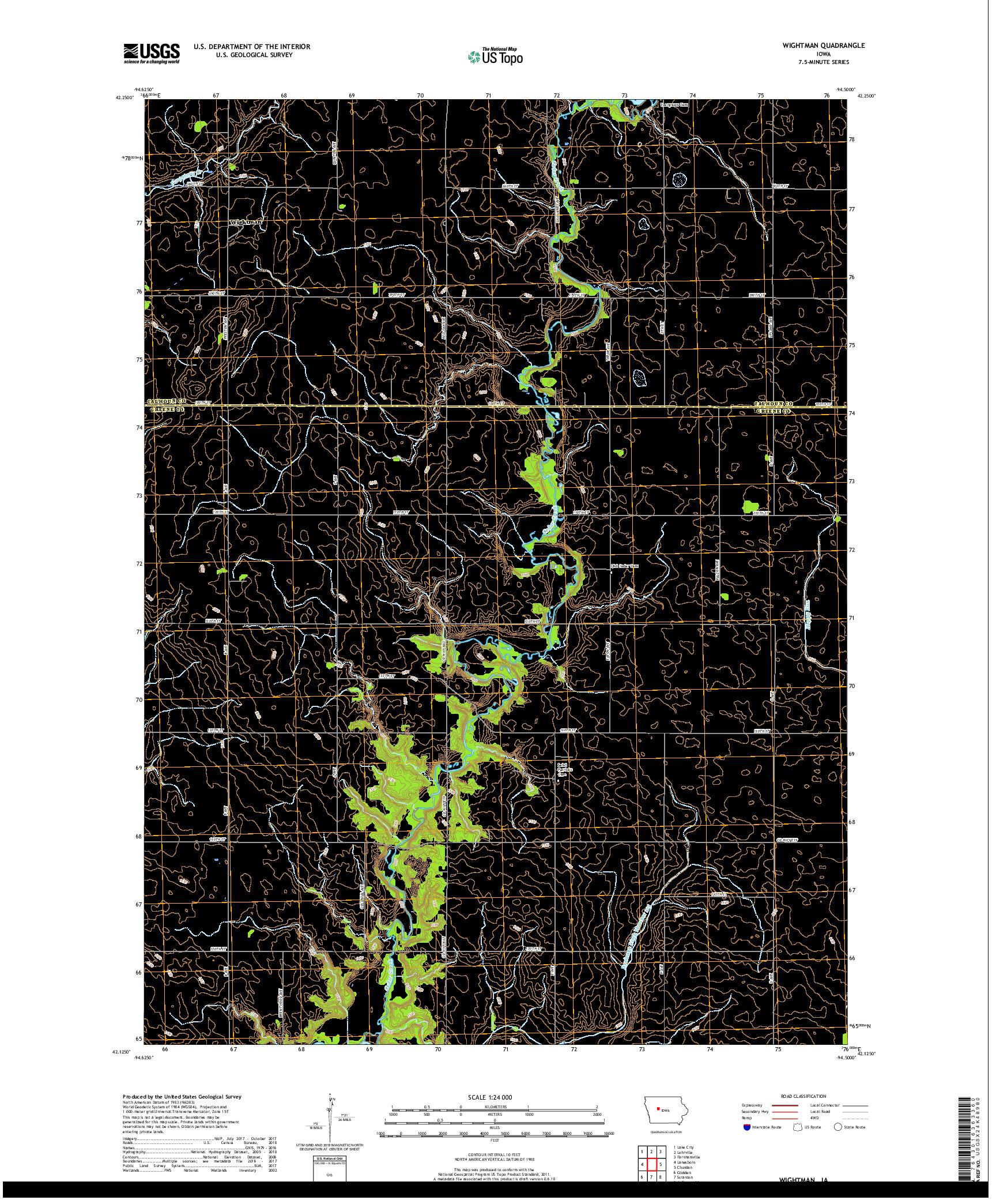 USGS US TOPO 7.5-MINUTE MAP FOR WIGHTMAN, IA 2018