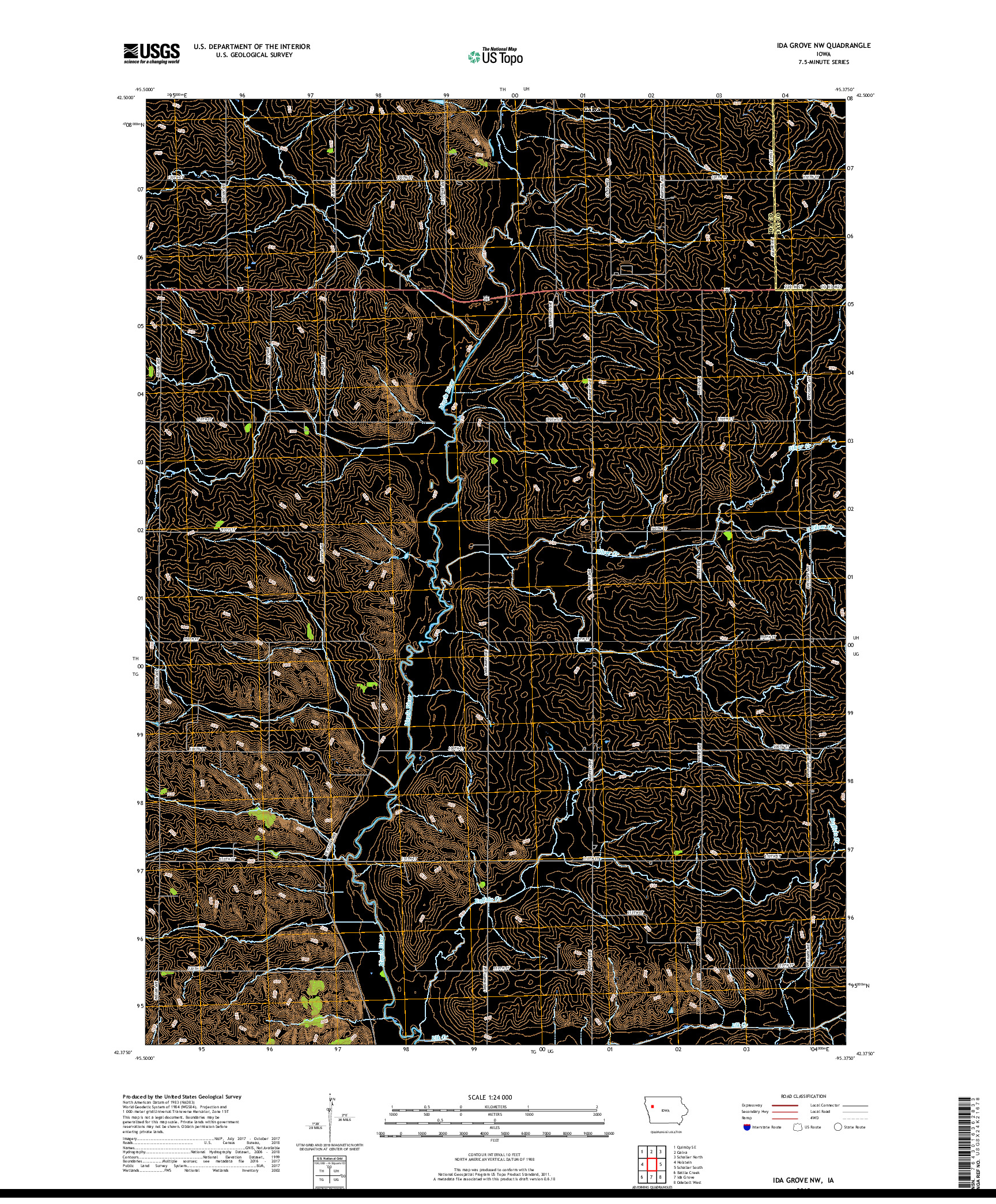 USGS US TOPO 7.5-MINUTE MAP FOR IDA GROVE NW, IA 2018