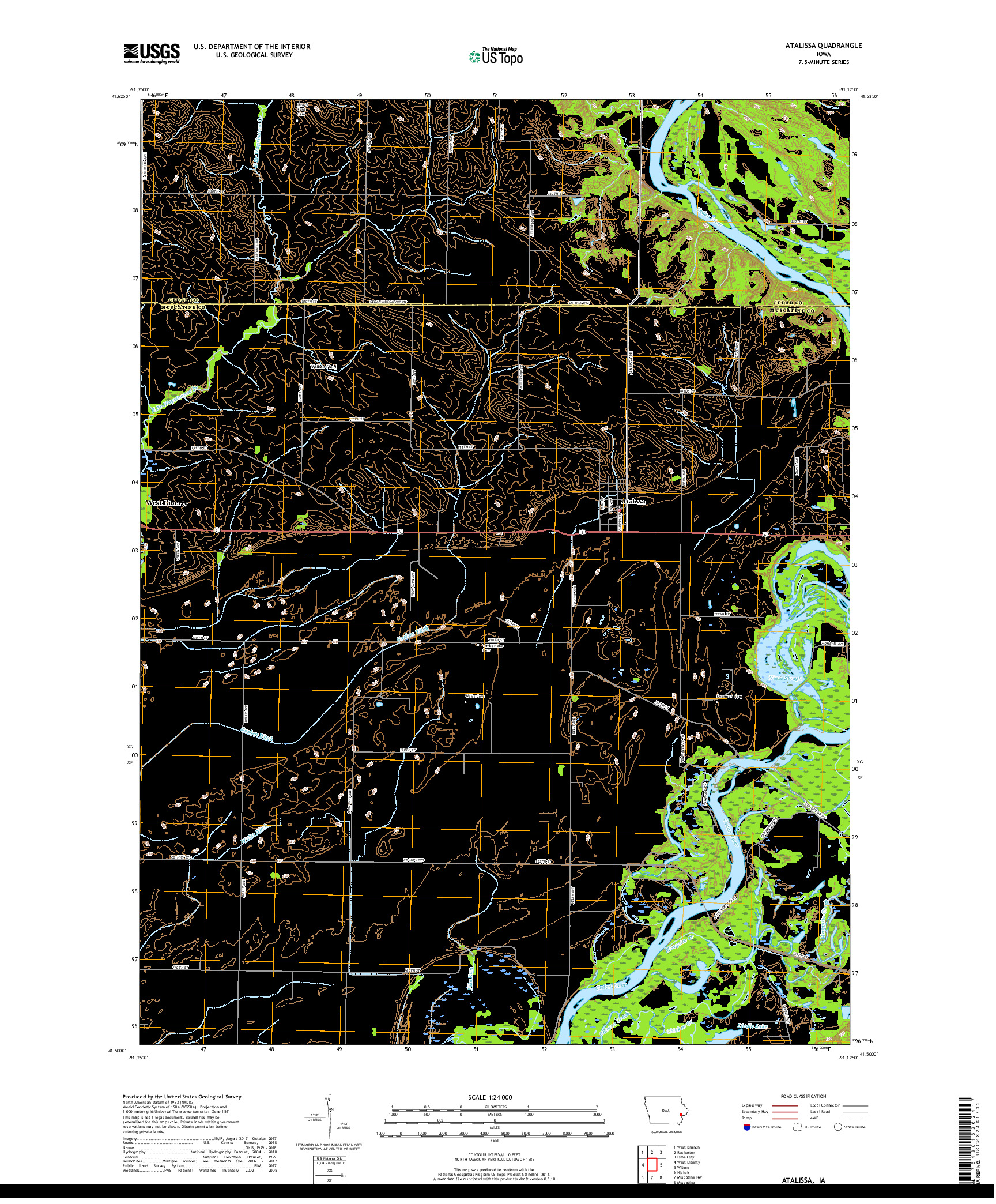 USGS US TOPO 7.5-MINUTE MAP FOR ATALISSA, IA 2018