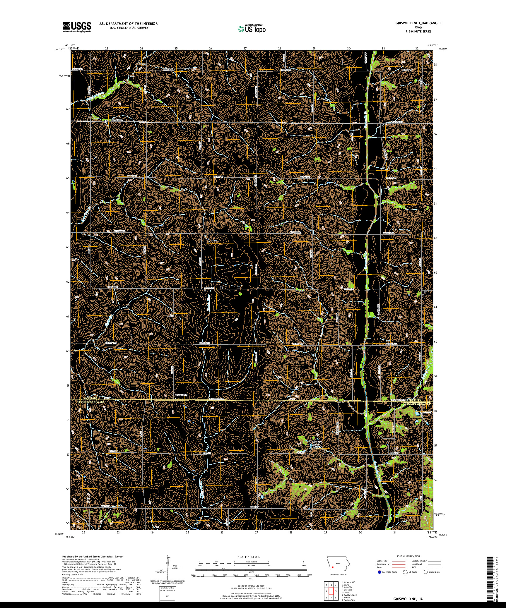 USGS US TOPO 7.5-MINUTE MAP FOR GRISWOLD NE, IA 2018