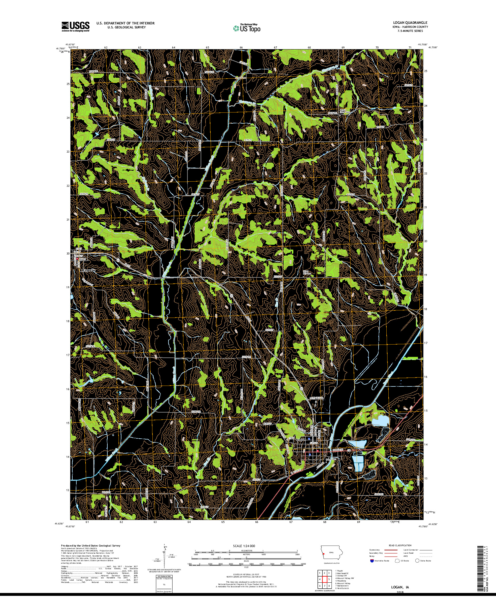 USGS US TOPO 7.5-MINUTE MAP FOR LOGAN, IA 2018