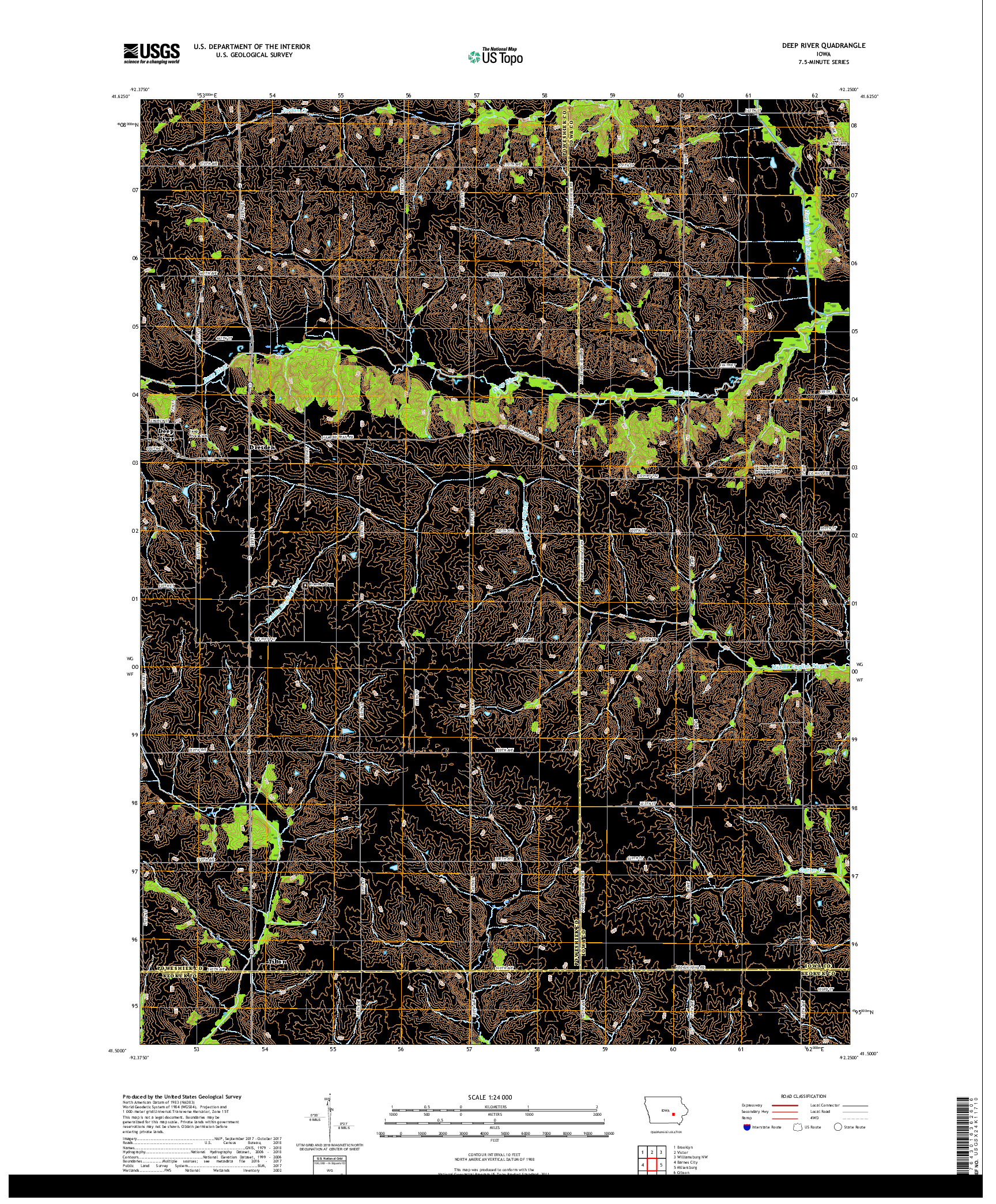 USGS US TOPO 7.5-MINUTE MAP FOR DEEP RIVER, IA 2018
