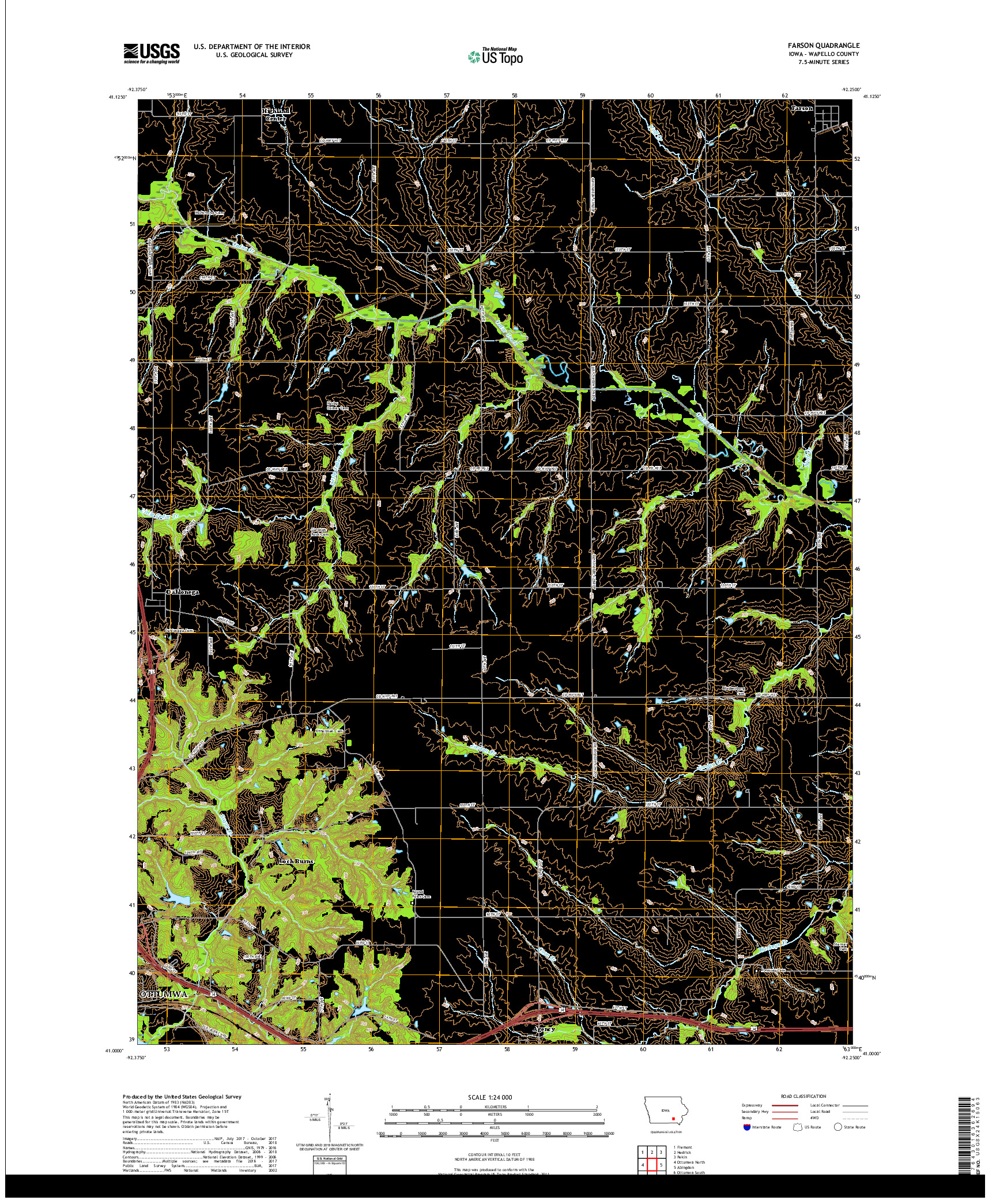 USGS US TOPO 7.5-MINUTE MAP FOR FARSON, IA 2018