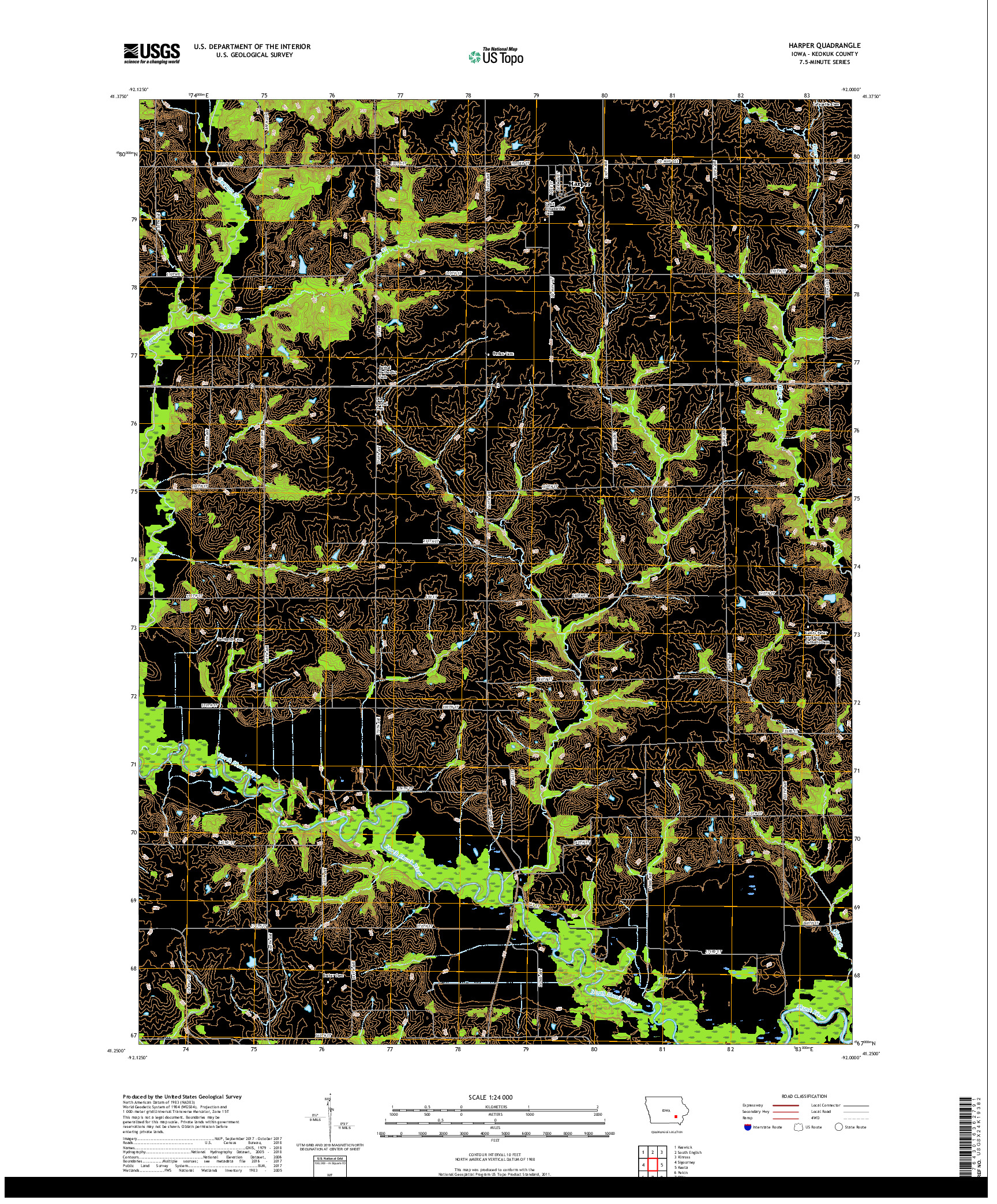 USGS US TOPO 7.5-MINUTE MAP FOR HARPER, IA 2018