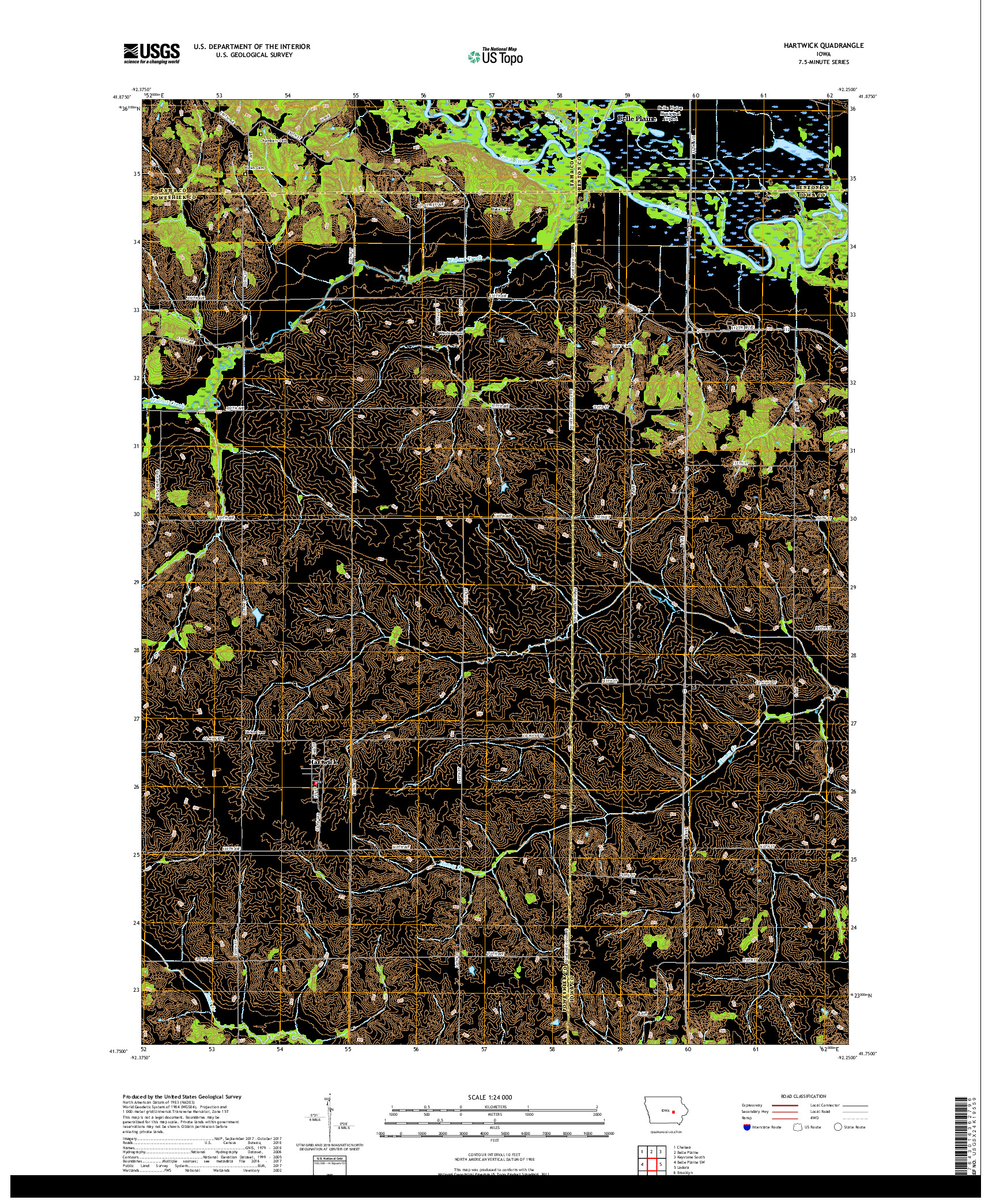 USGS US TOPO 7.5-MINUTE MAP FOR HARTWICK, IA 2018