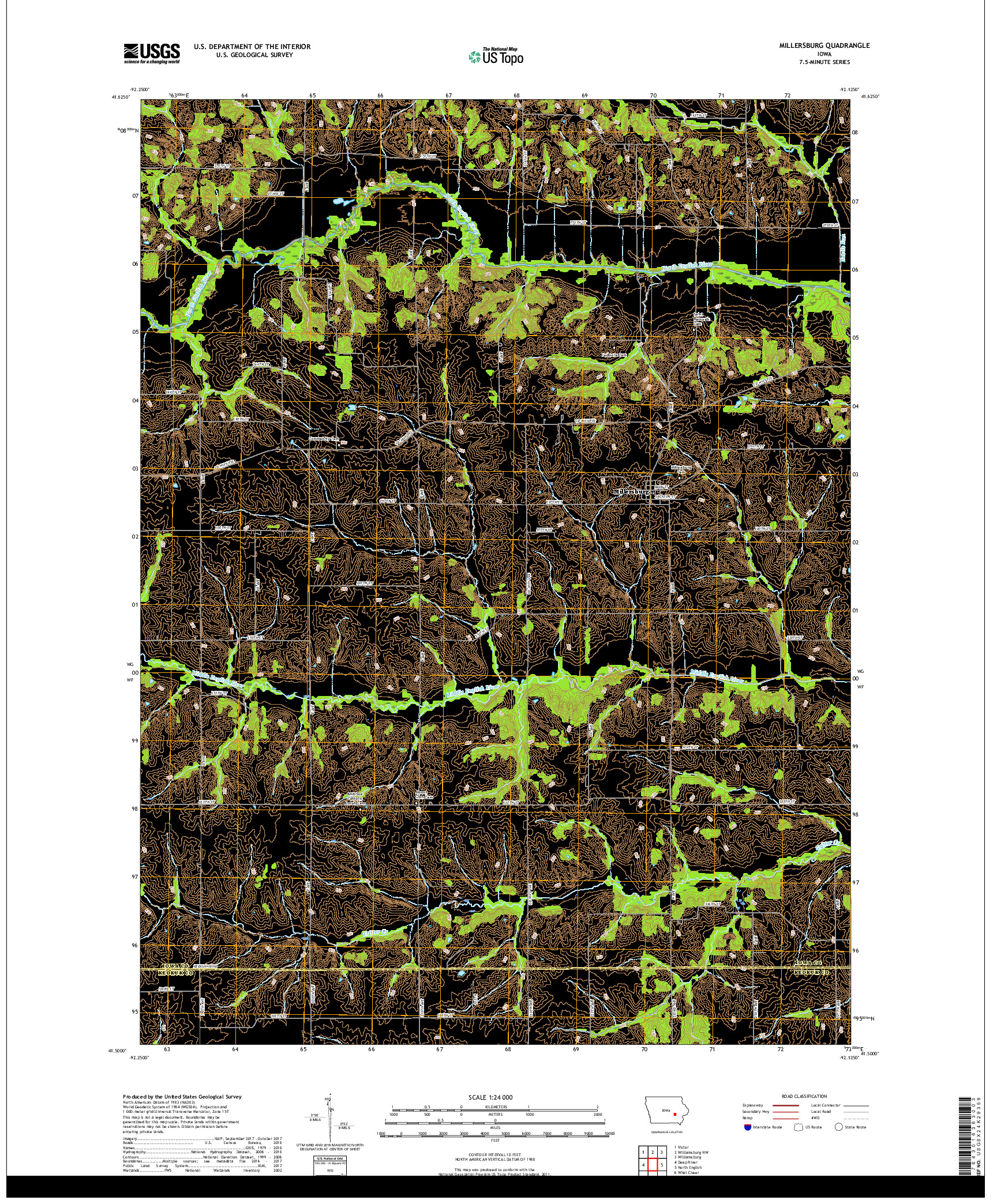 USGS US TOPO 7.5-MINUTE MAP FOR MILLERSBURG, IA 2018