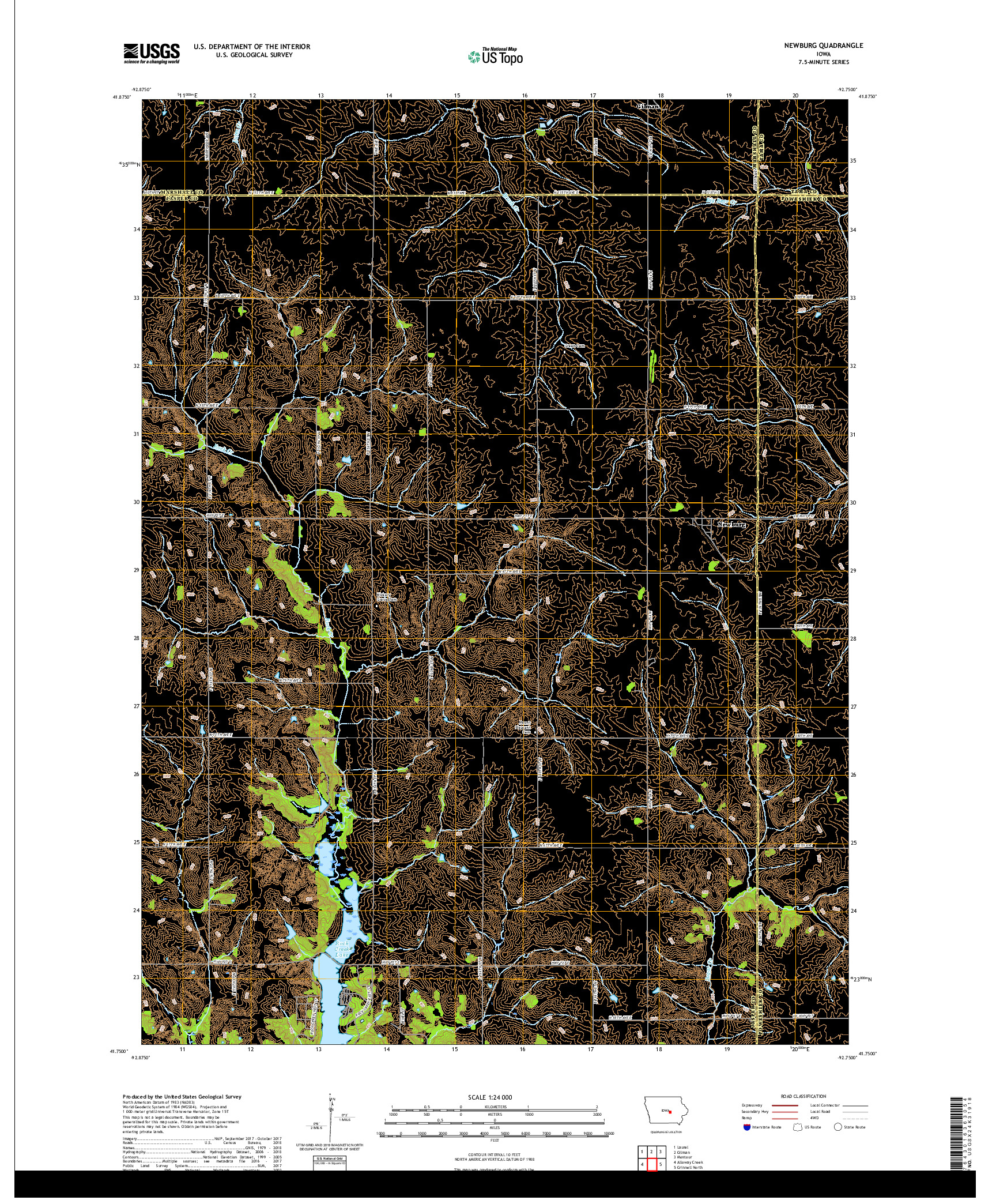 USGS US TOPO 7.5-MINUTE MAP FOR NEWBURG, IA 2018