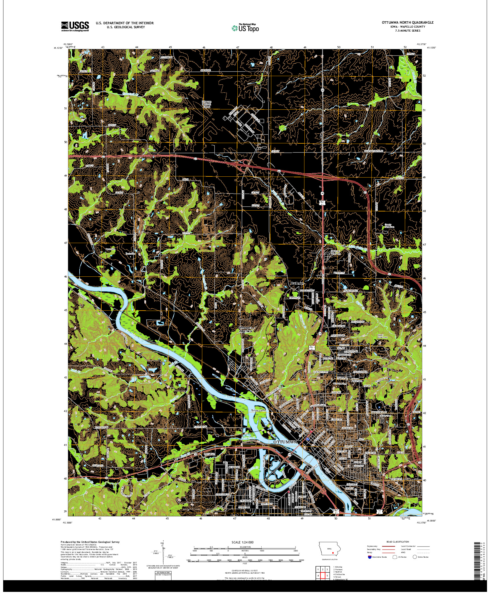 USGS US TOPO 7.5-MINUTE MAP FOR OTTUMWA NORTH, IA 2018