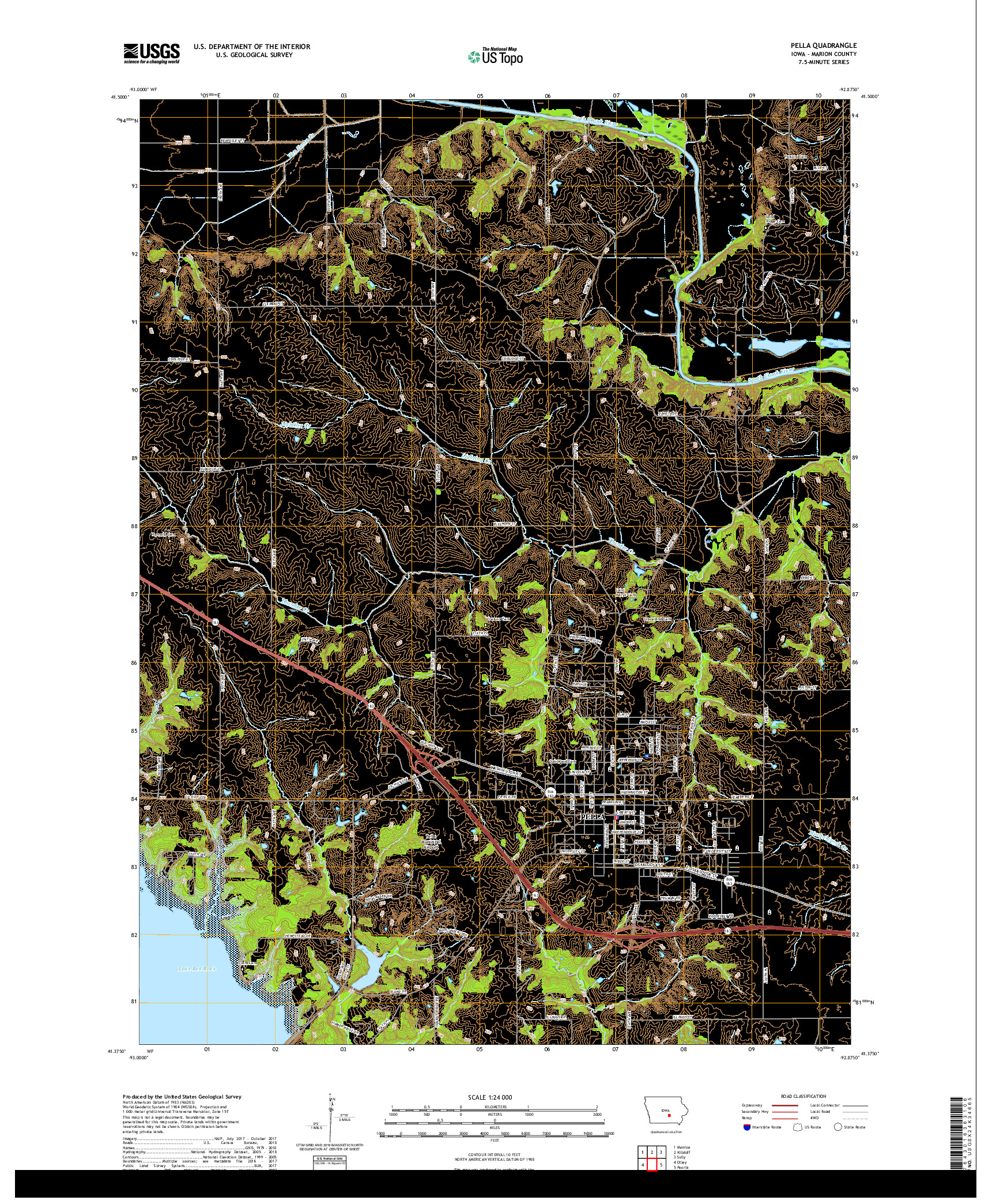 USGS US TOPO 7.5-MINUTE MAP FOR PELLA, IA 2018