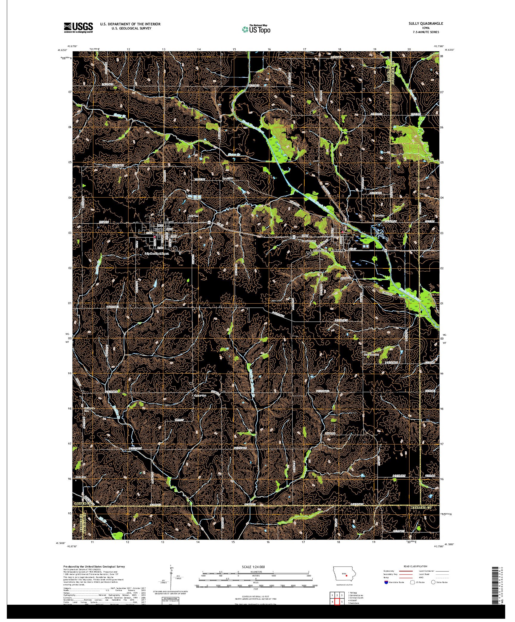 USGS US TOPO 7.5-MINUTE MAP FOR SULLY, IA 2018