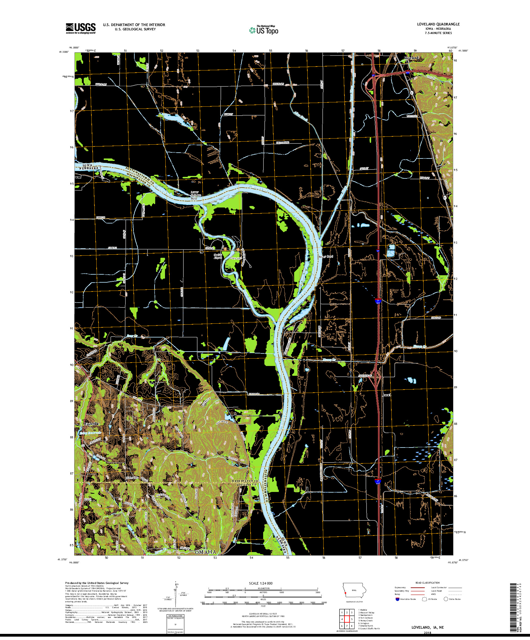 USGS US TOPO 7.5-MINUTE MAP FOR LOVELAND, IA,NE 2018
