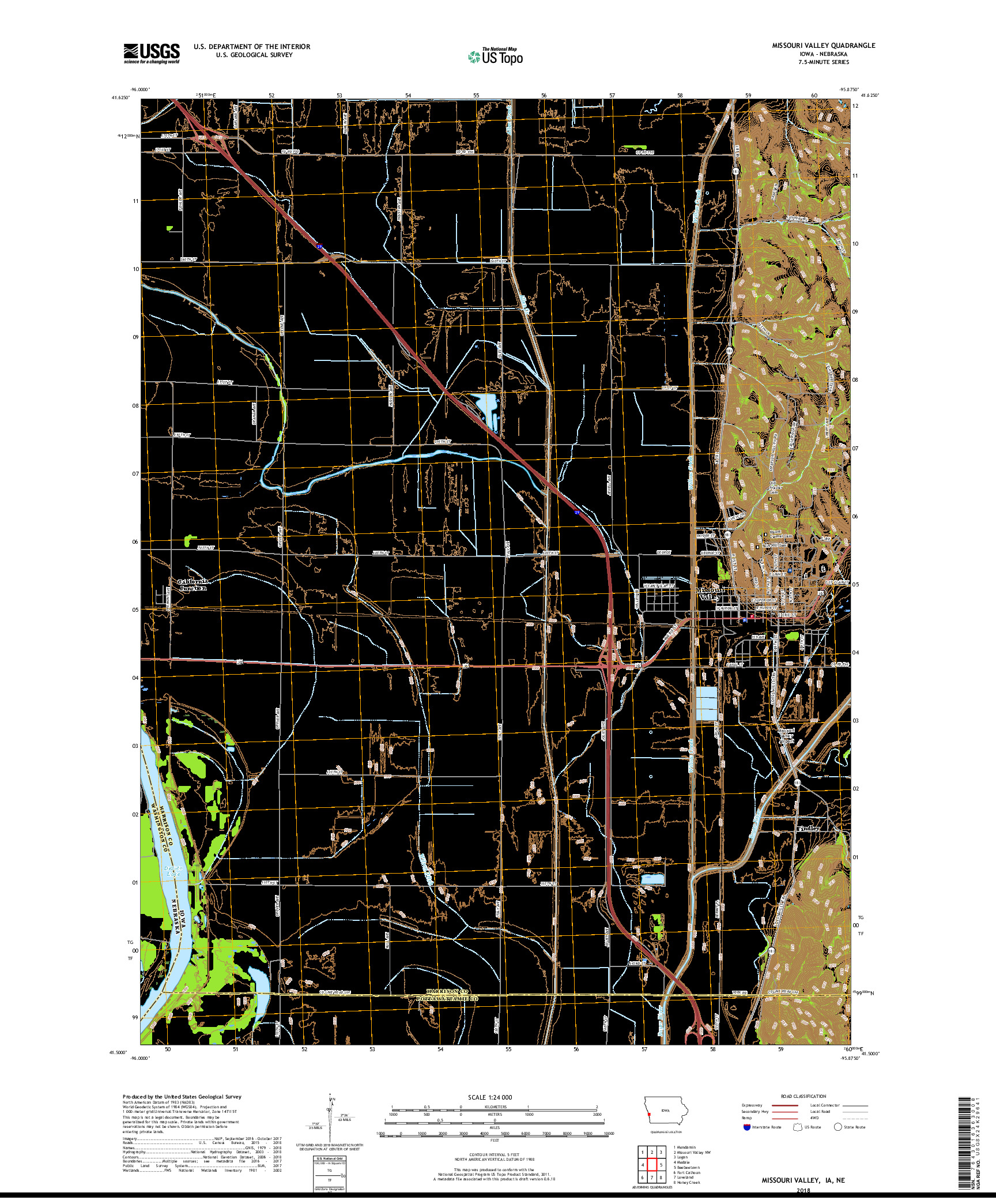 USGS US TOPO 7.5-MINUTE MAP FOR MISSOURI VALLEY, IA,NE 2018