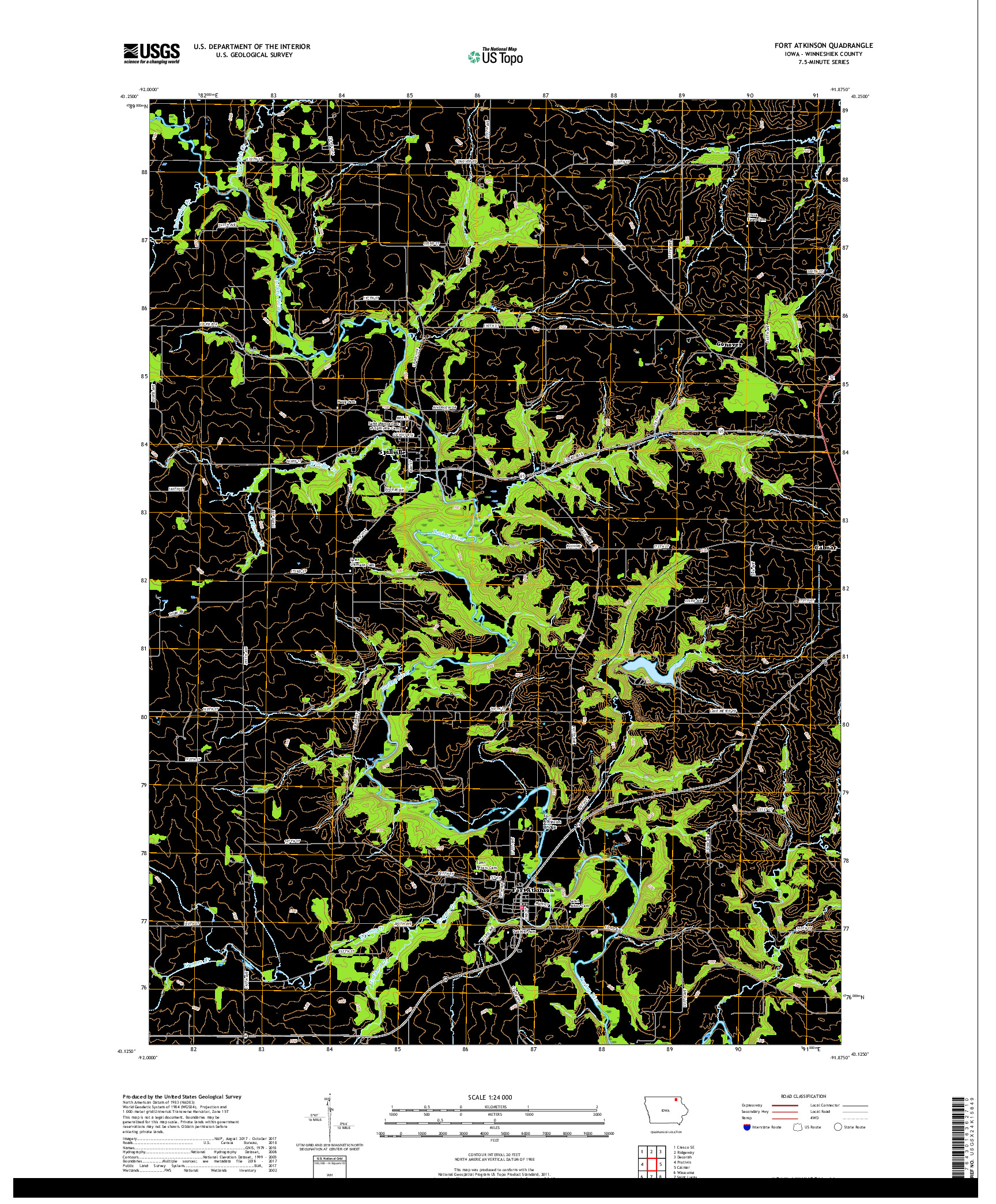 USGS US TOPO 7.5-MINUTE MAP FOR FORT ATKINSON, IA 2018