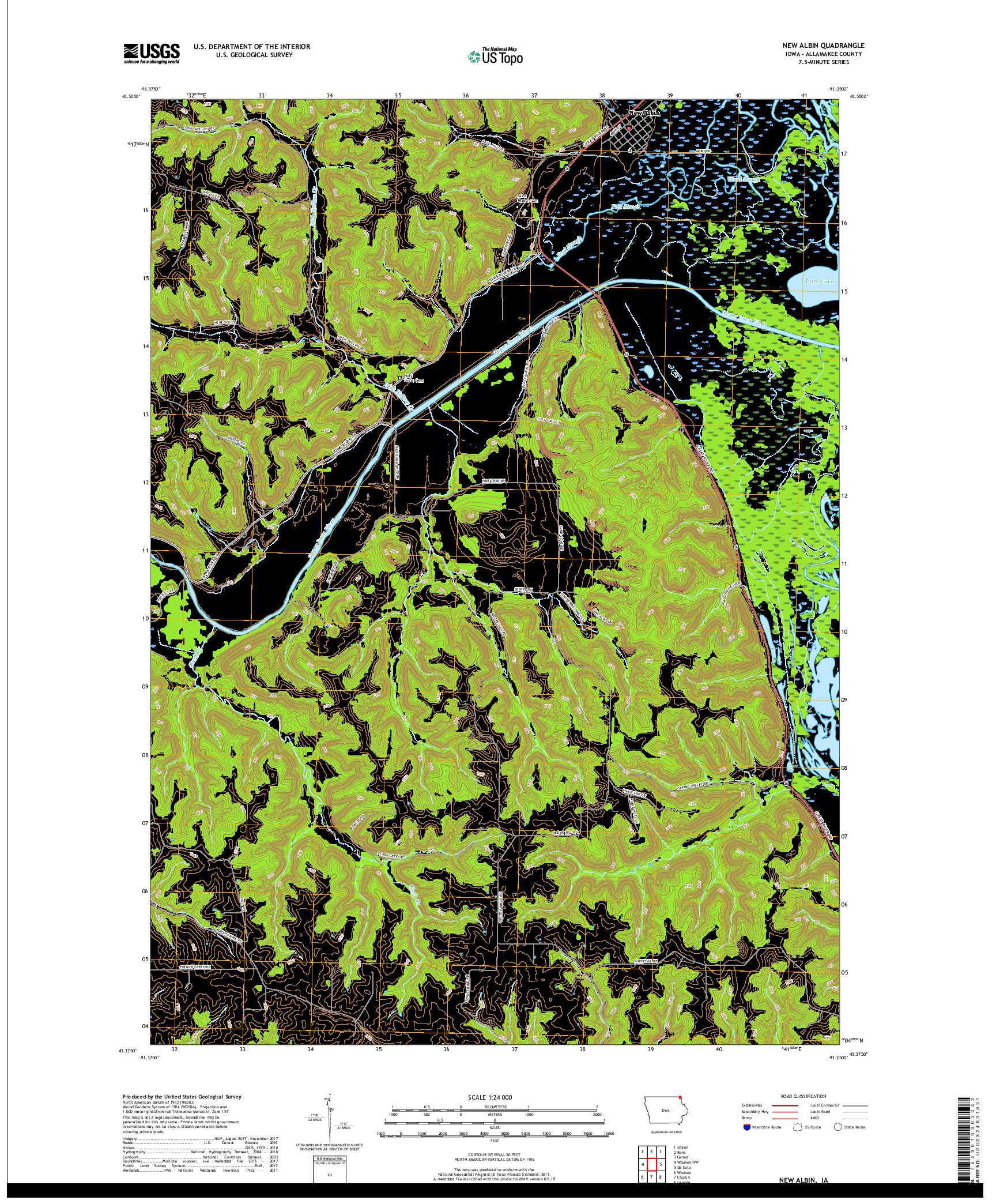 USGS US TOPO 7.5-MINUTE MAP FOR NEW ALBIN, IA 2018