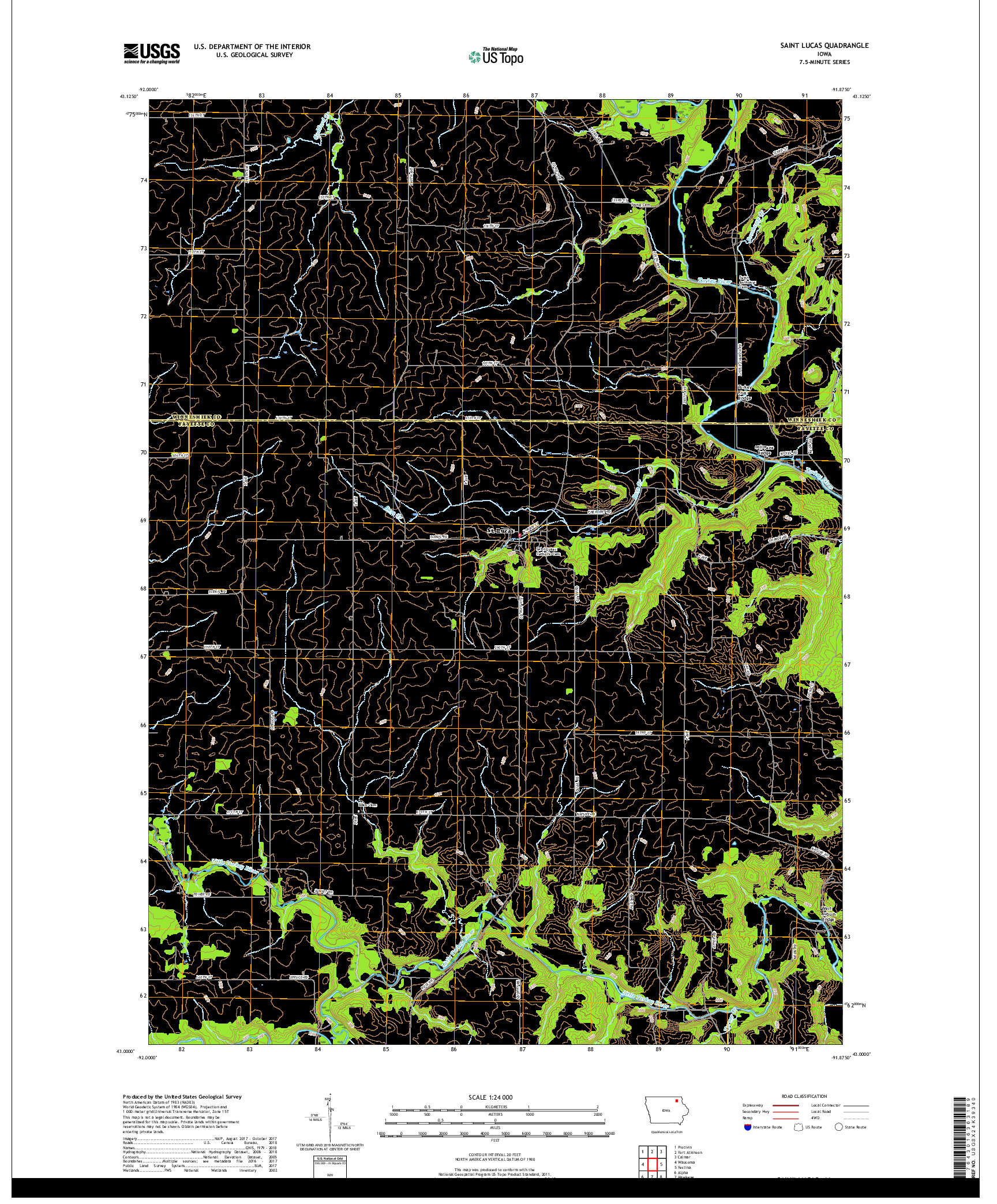 USGS US TOPO 7.5-MINUTE MAP FOR SAINT LUCAS, IA 2018