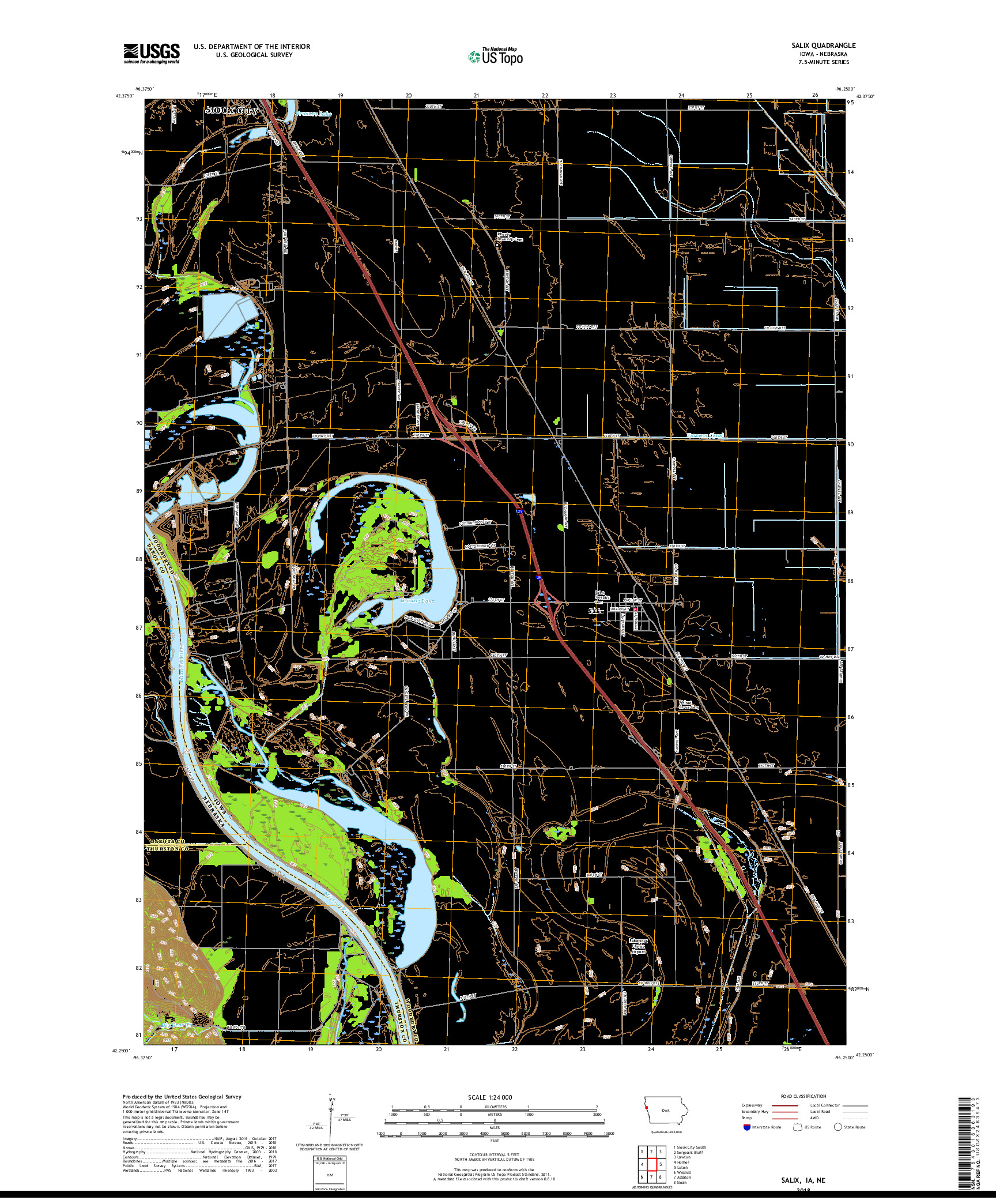USGS US TOPO 7.5-MINUTE MAP FOR SALIX, IA,NE 2018