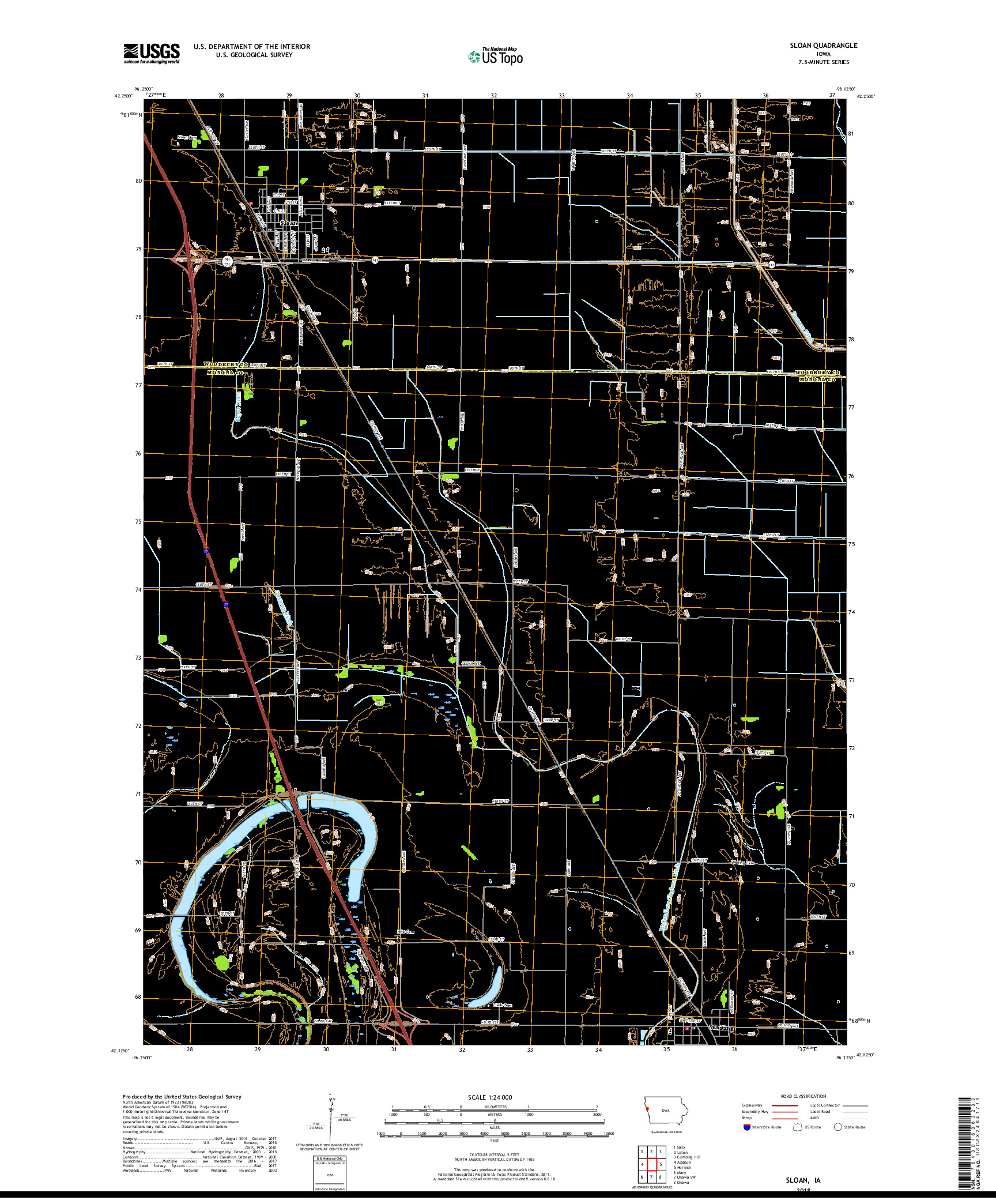 USGS US TOPO 7.5-MINUTE MAP FOR SLOAN, IA 2018