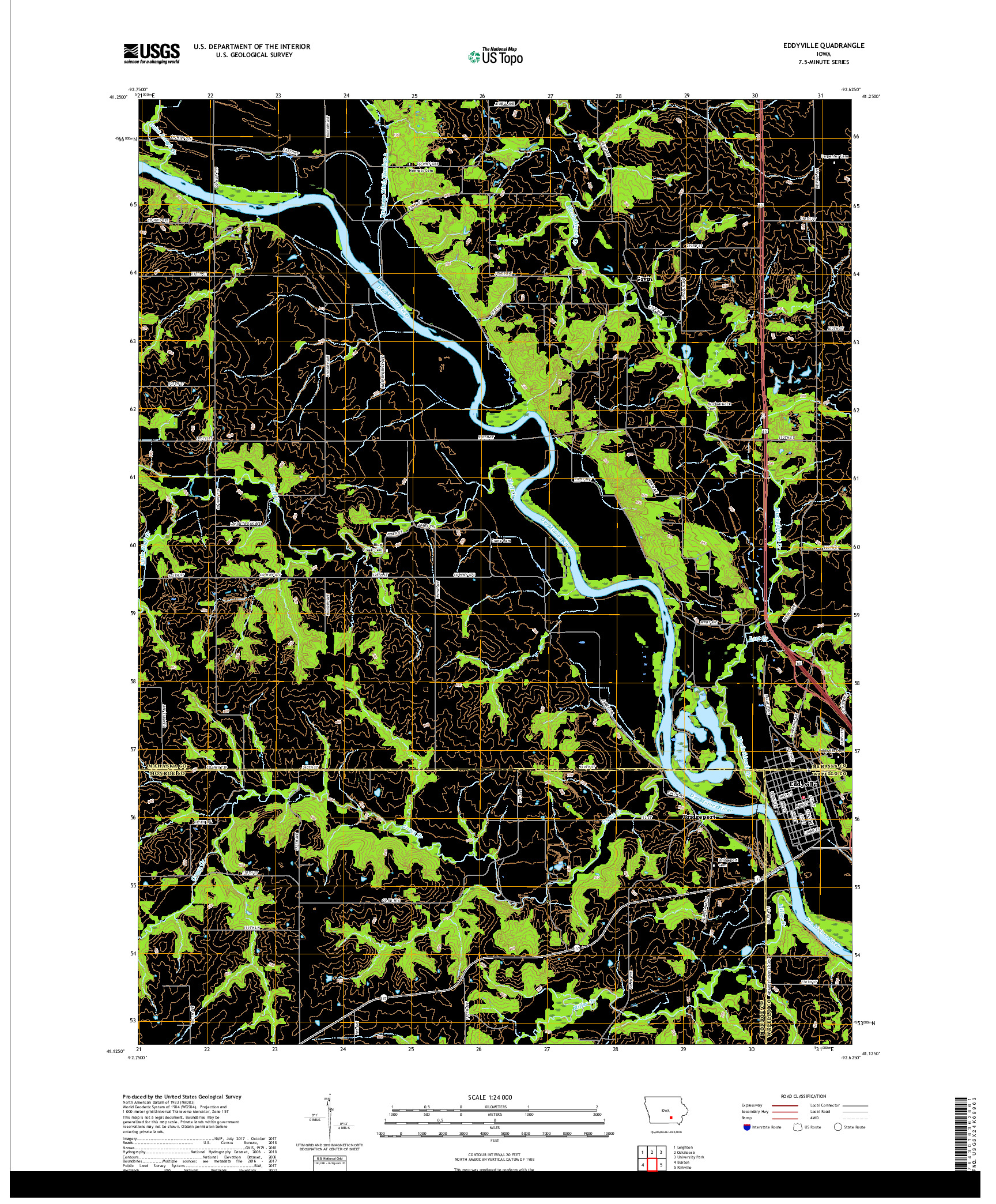 USGS US TOPO 7.5-MINUTE MAP FOR EDDYVILLE, IA 2018