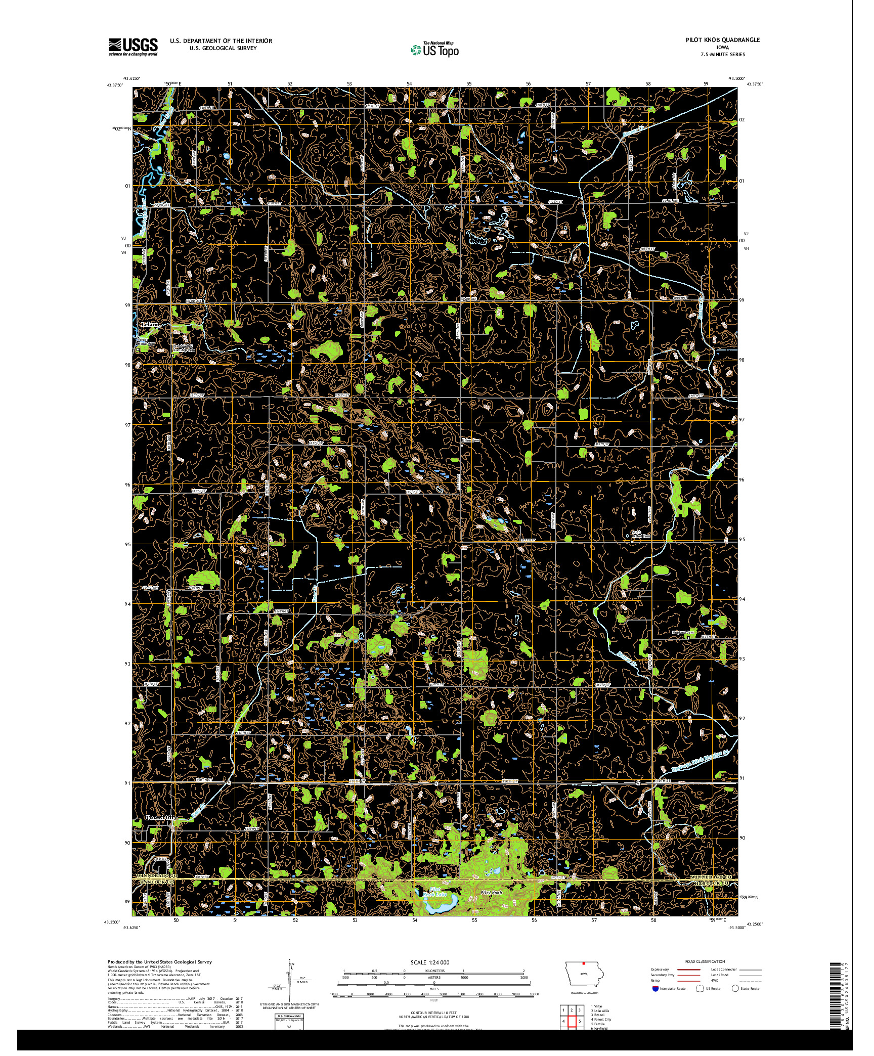 USGS US TOPO 7.5-MINUTE MAP FOR PILOT KNOB, IA 2018